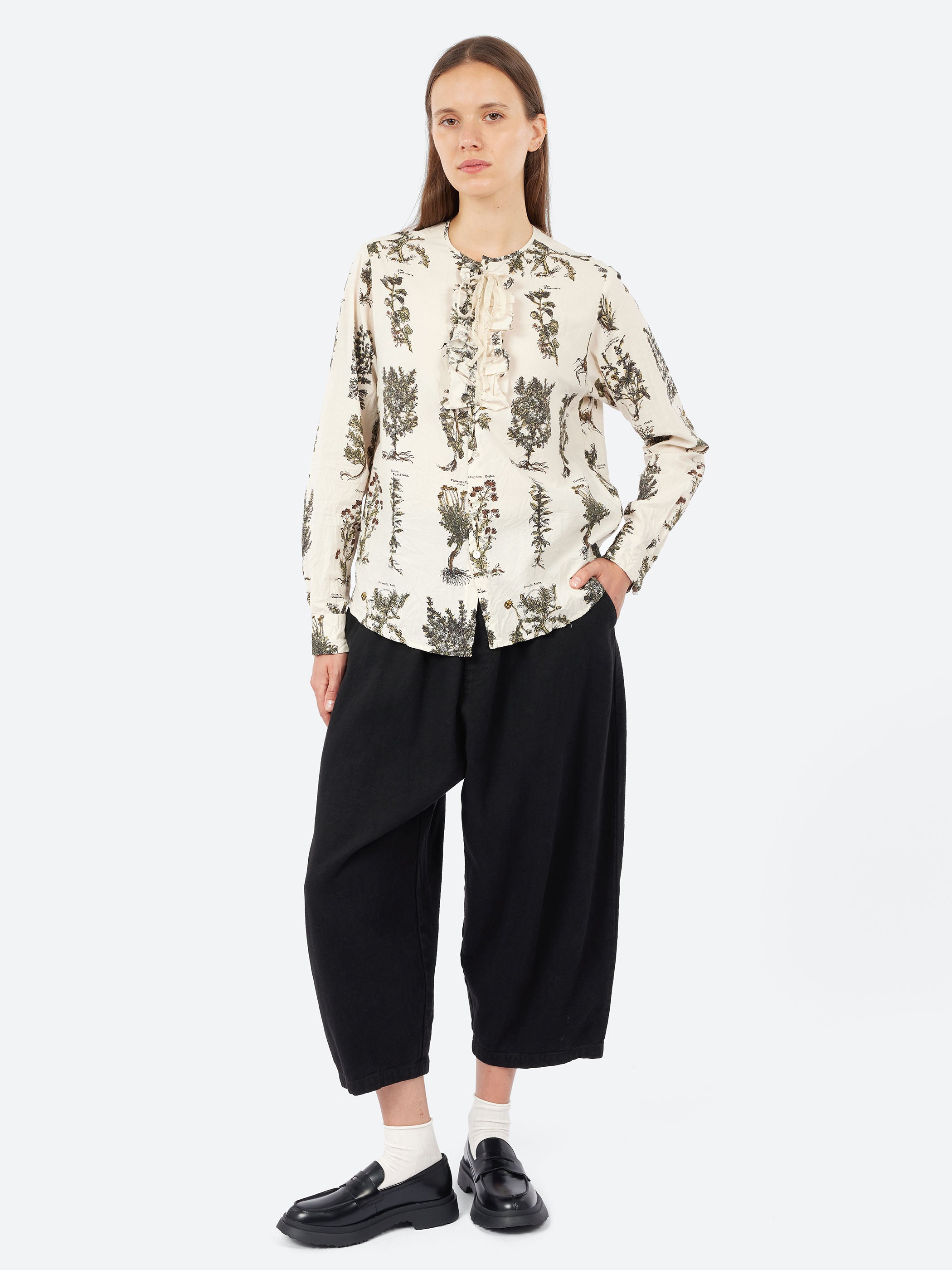 Herbal Print Ruffle Shirt