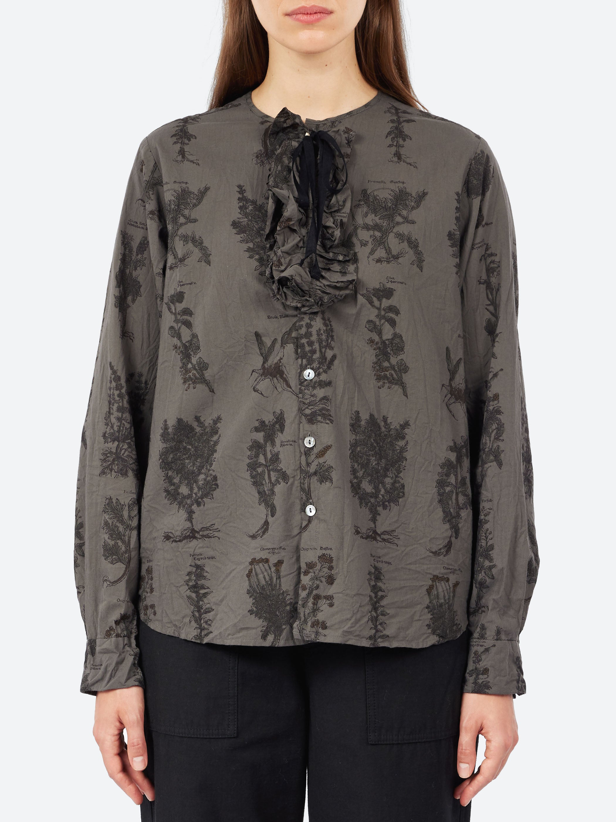 Herbal Print Ruffle Shirt