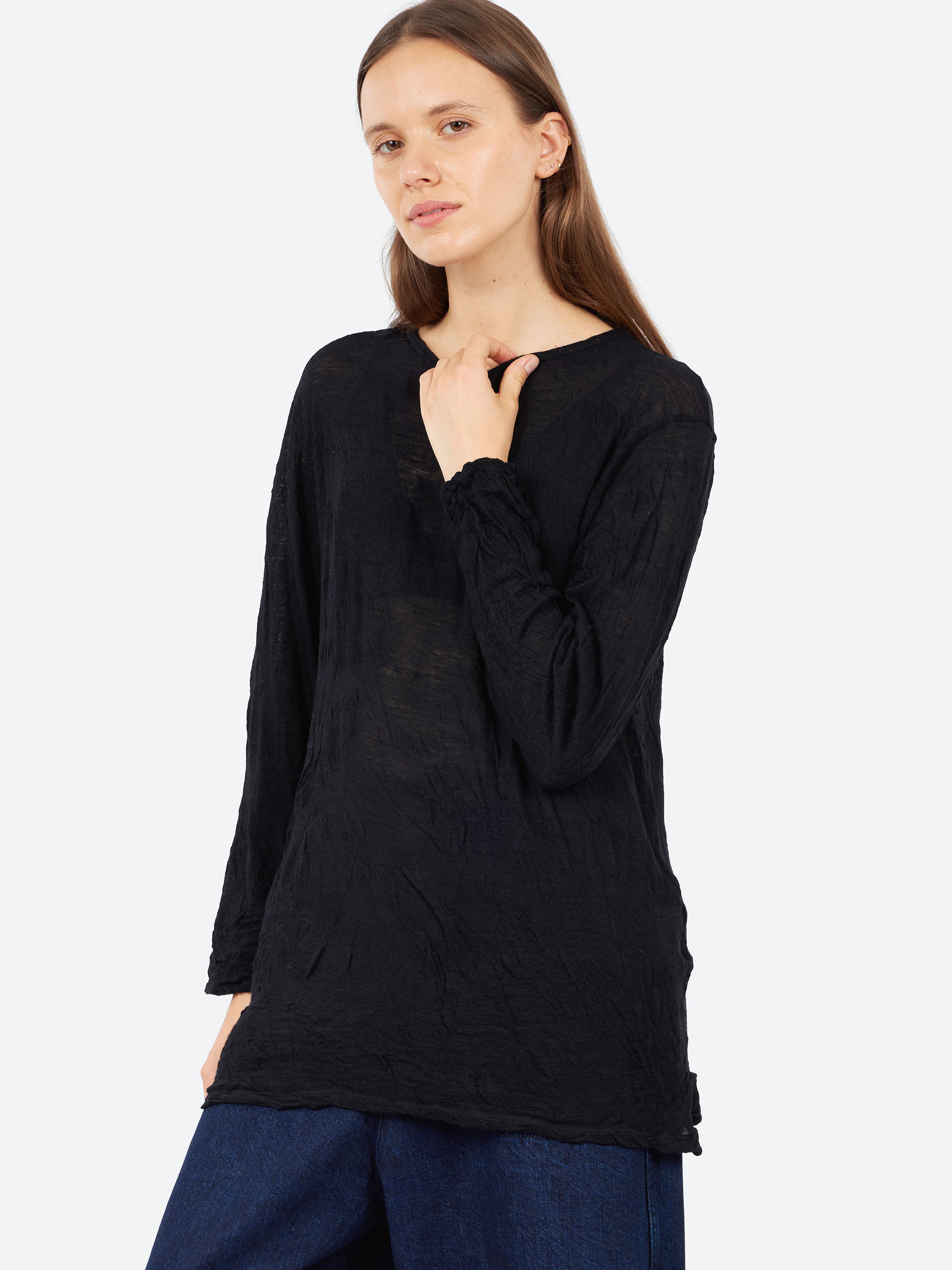 Crinkle Wool Gauze Pullover