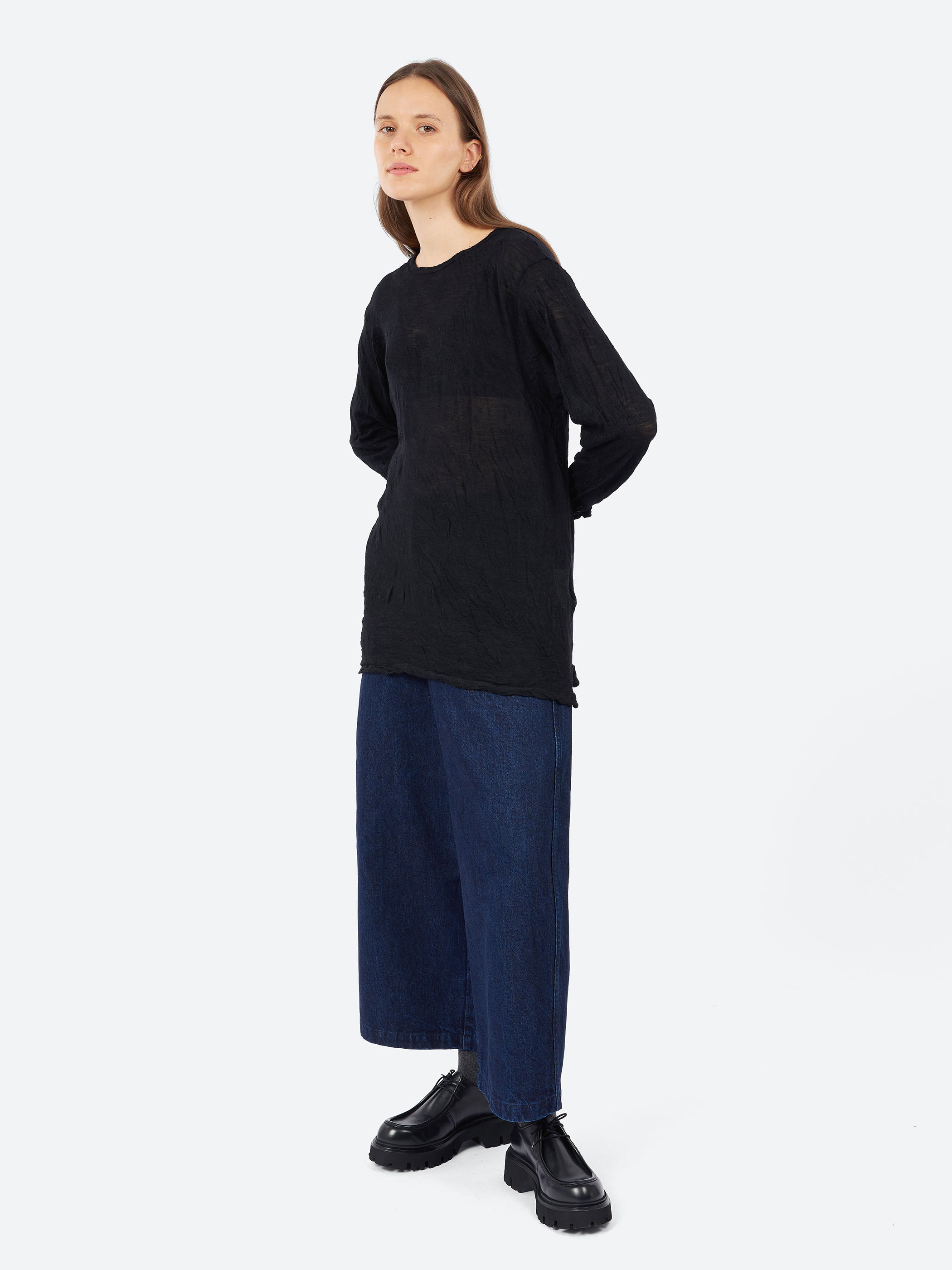 Crinkle Wool Gauze Pullover