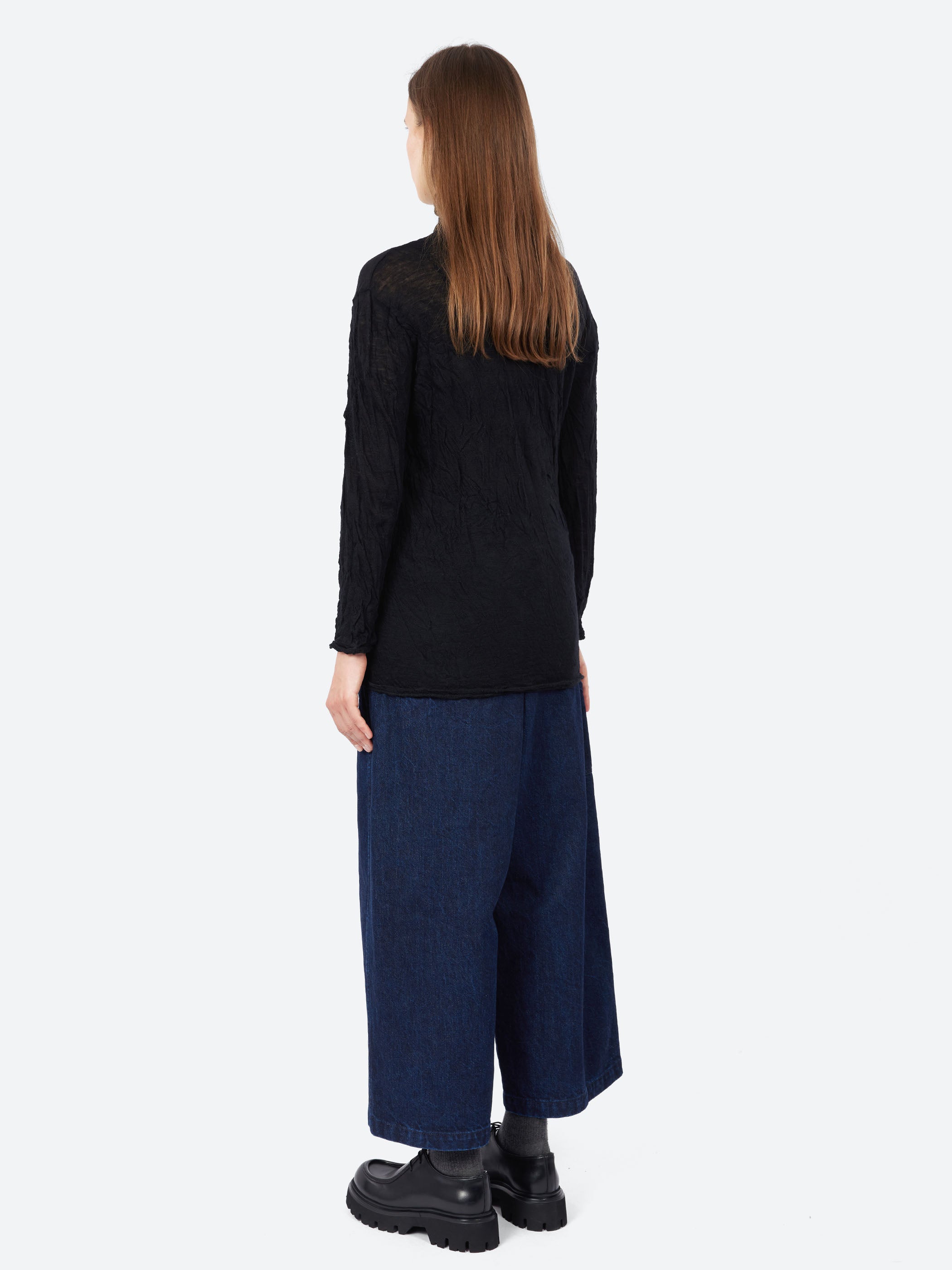 Crinkle Wool Gauze Turtleneck