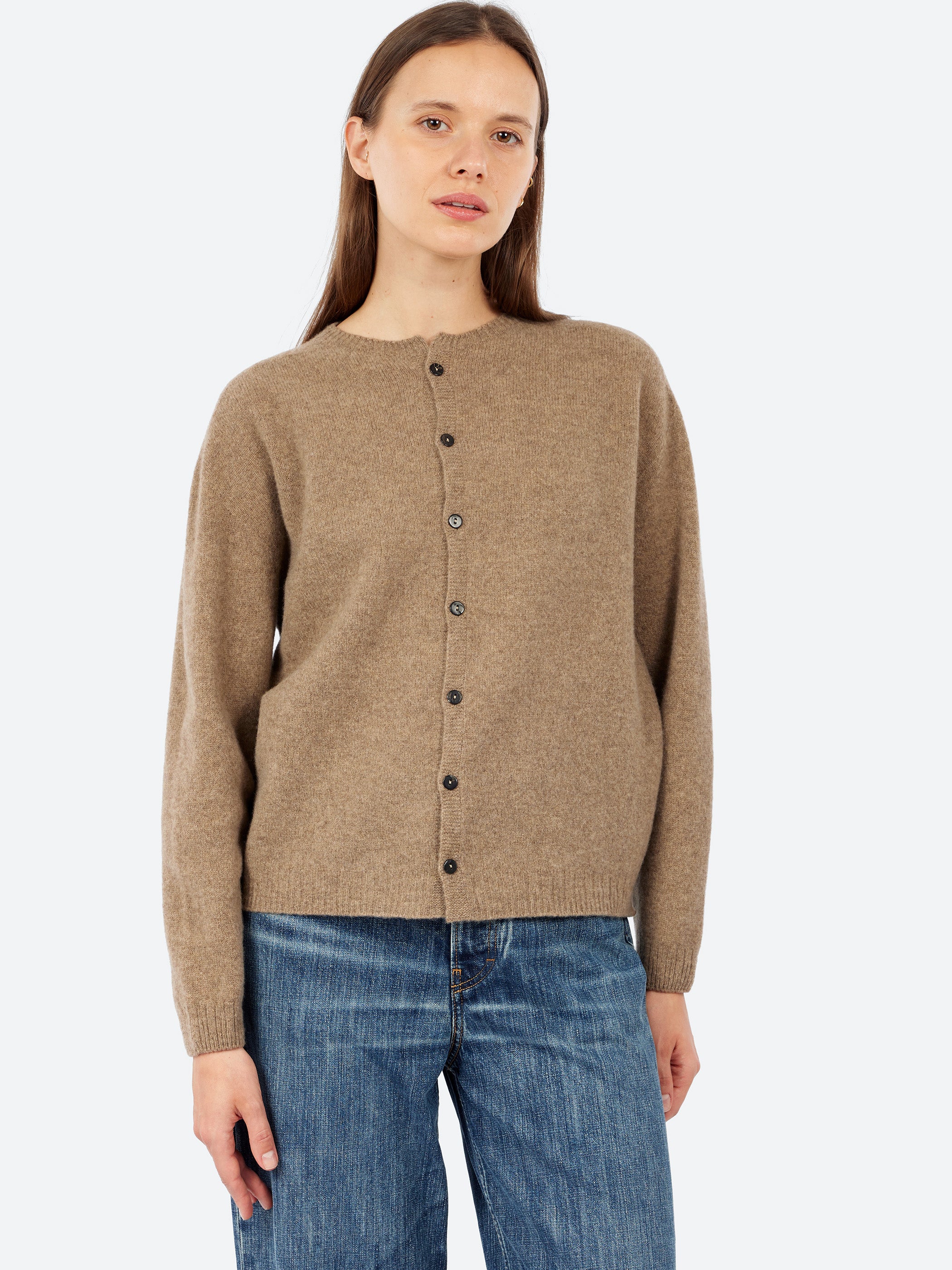 Fine Wool Crewneck Cardigan