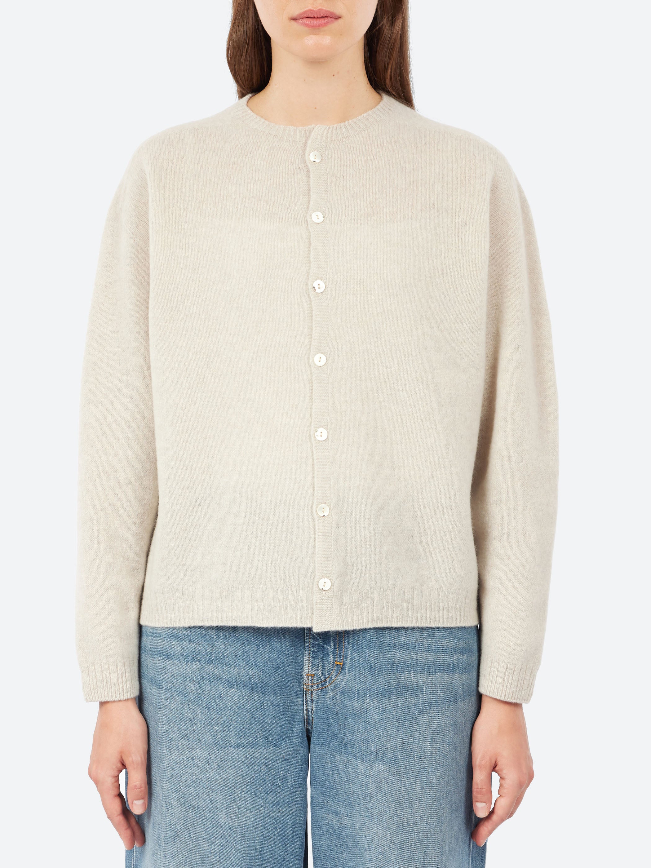 Fine Wool Crewneck Cardigan