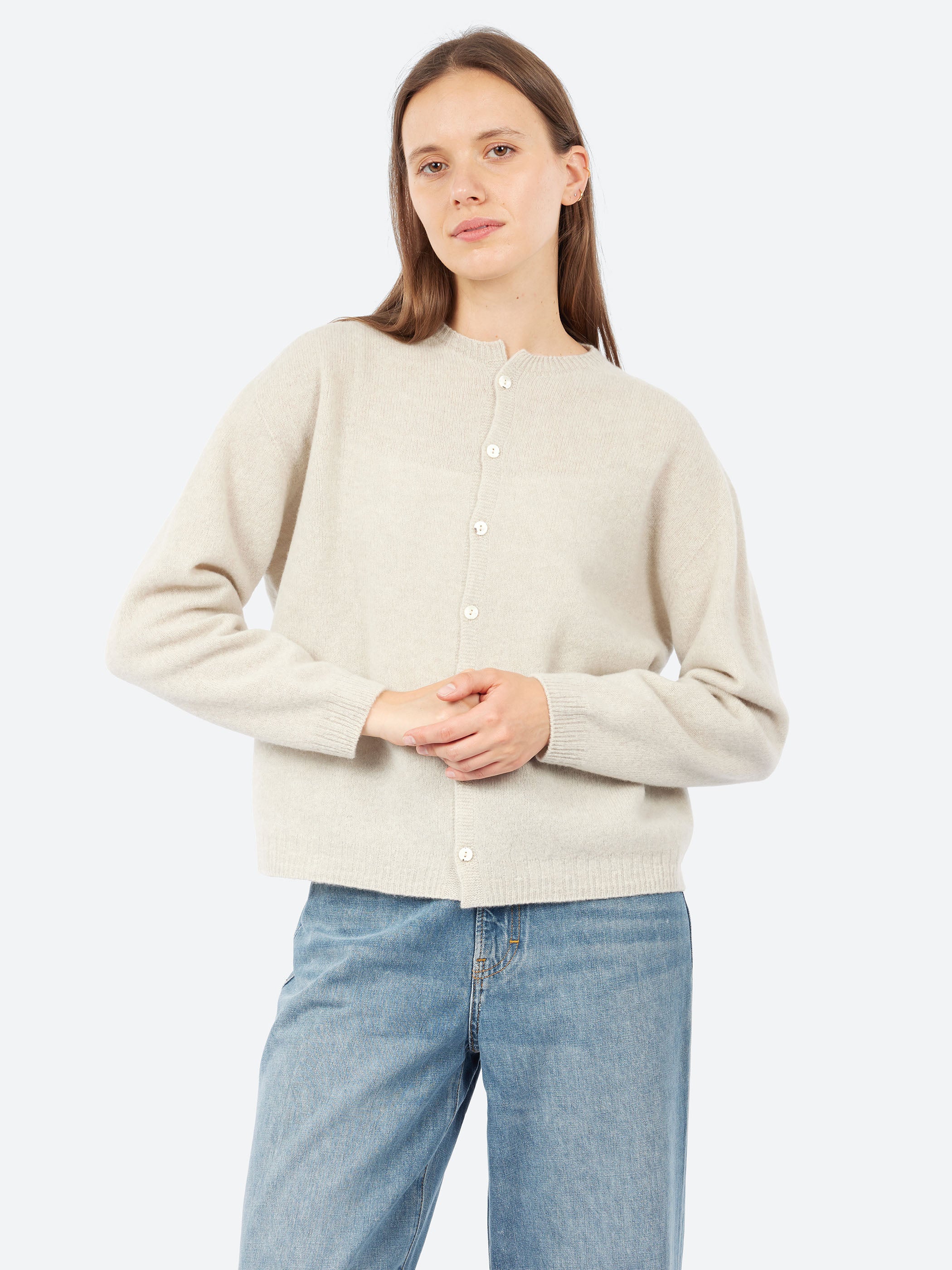 Fine Wool Crewneck Cardigan