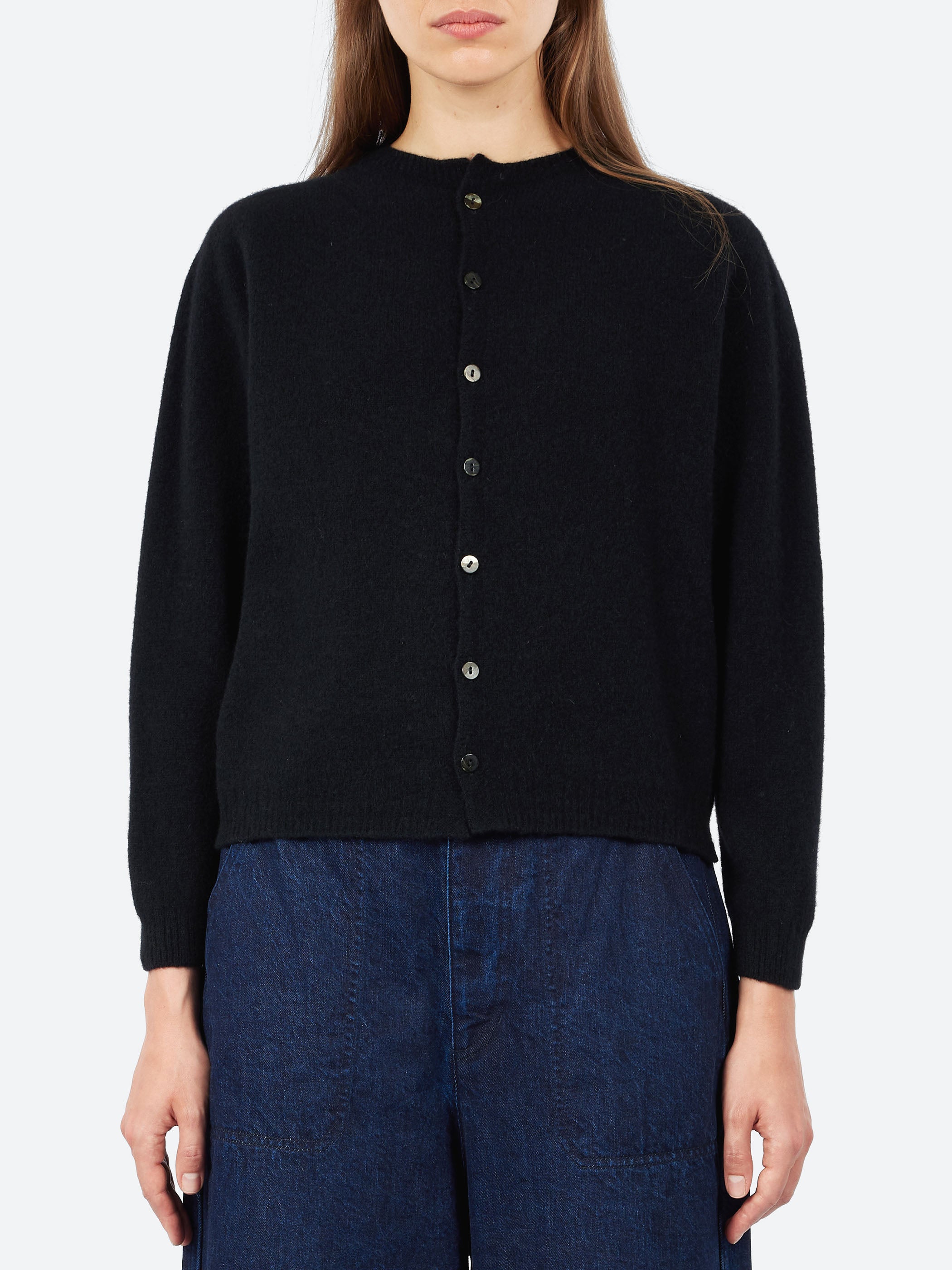 Fine Wool Crewneck Cardigan