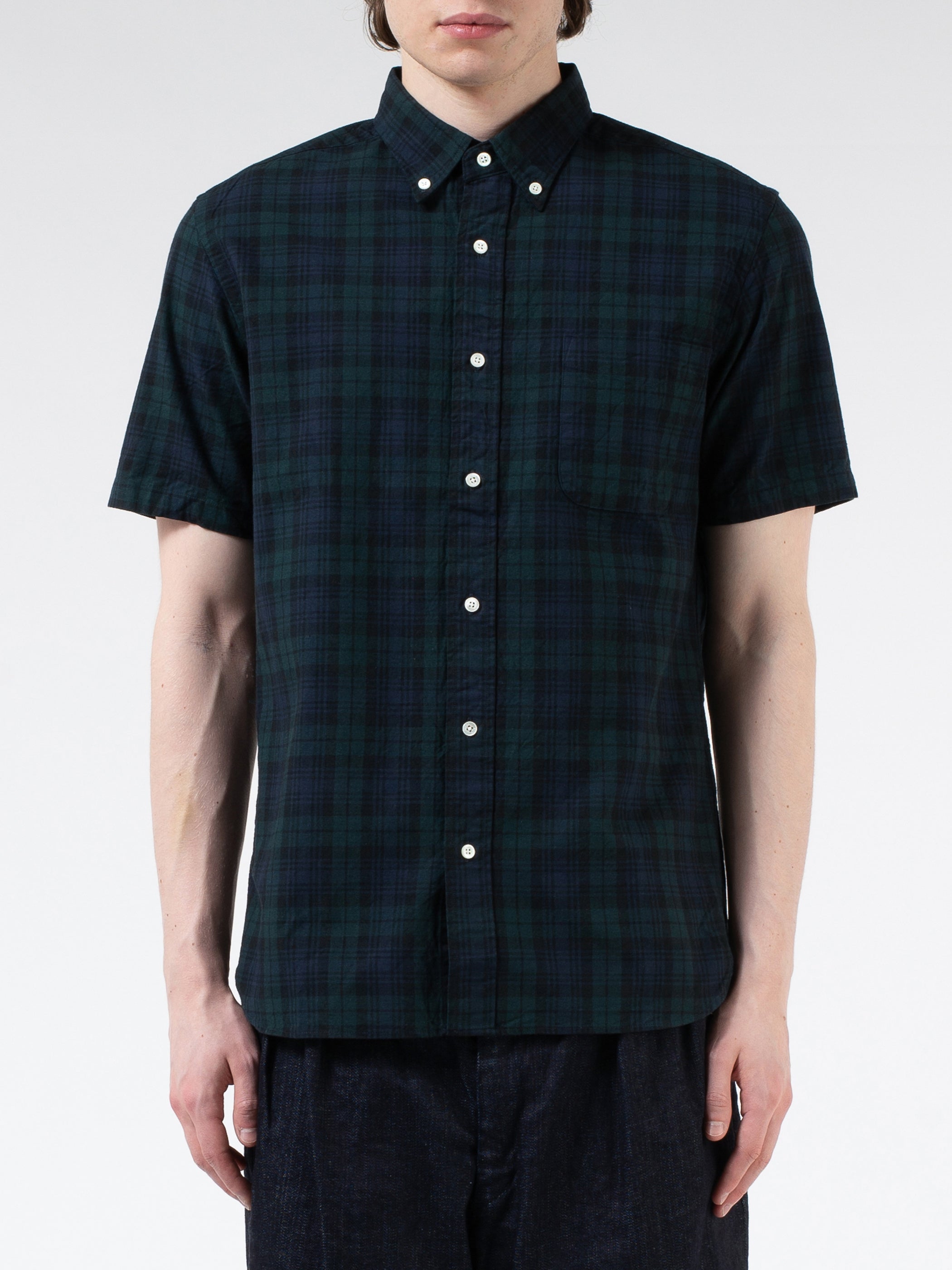 Indigo Blackwatch Short Sleeve Button Down Shirt