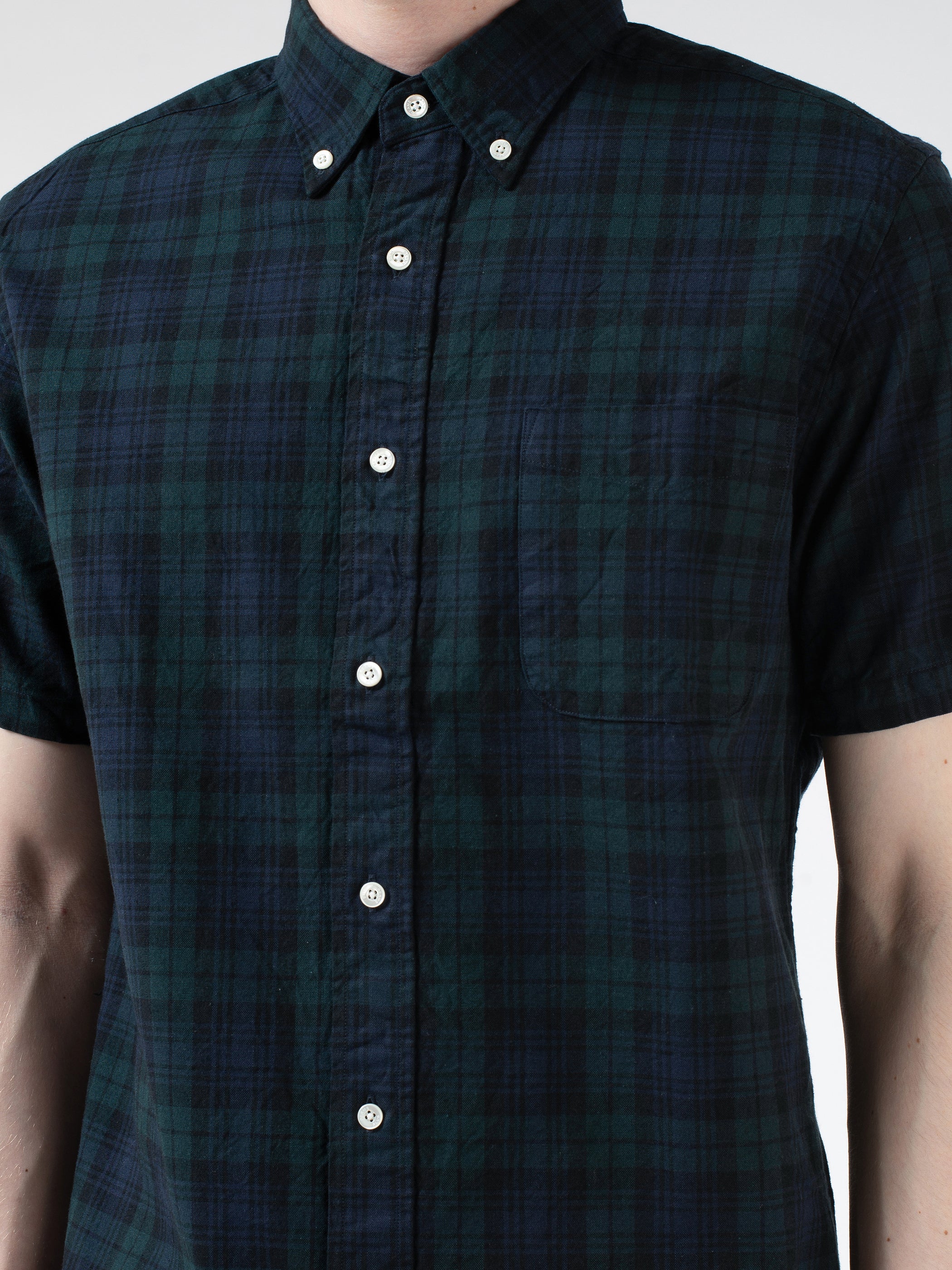 Indigo Blackwatch Short Sleeve Button Down Shirt