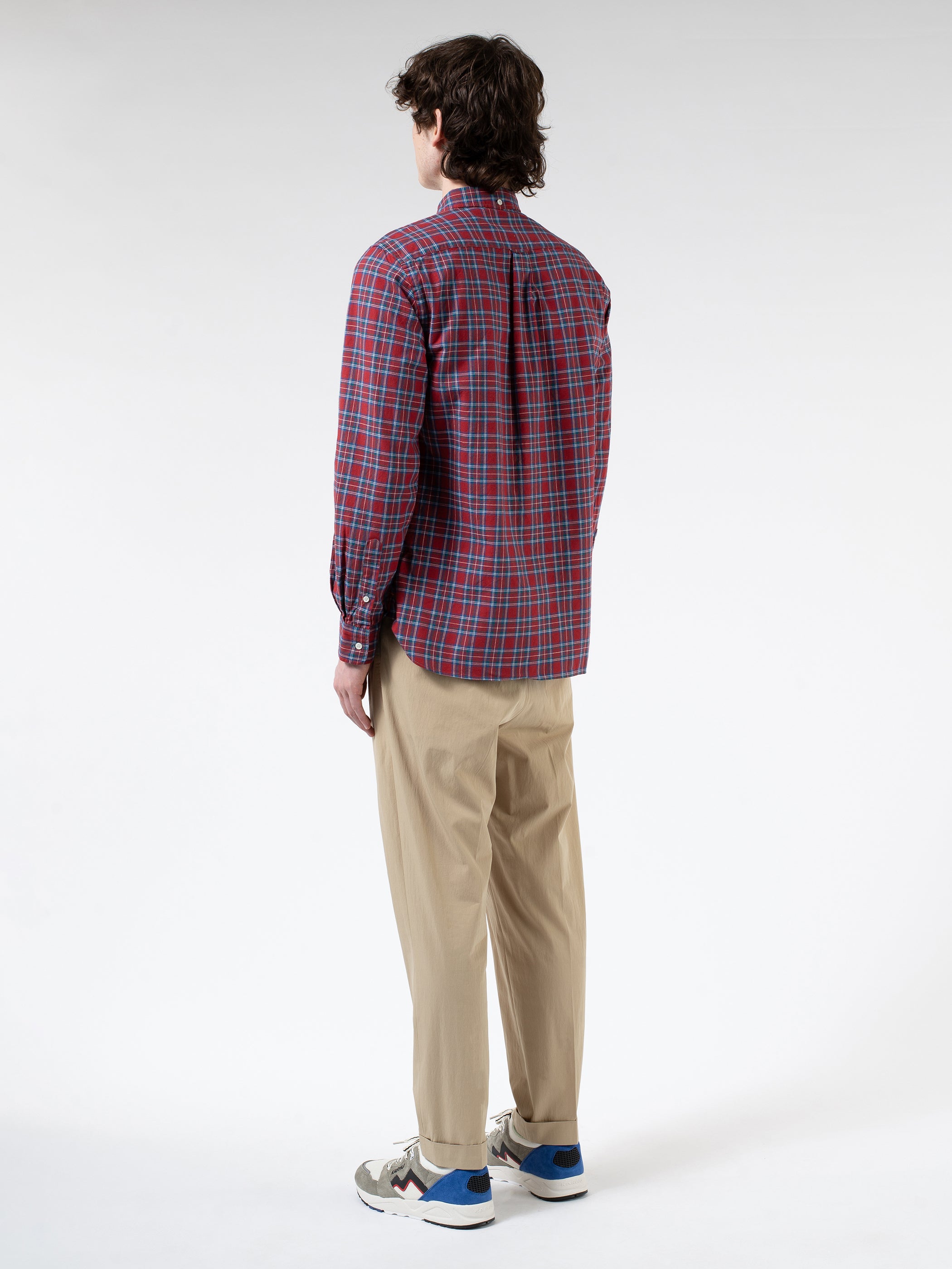 Indigo Yarn Tartan Check Button-Down Shirt