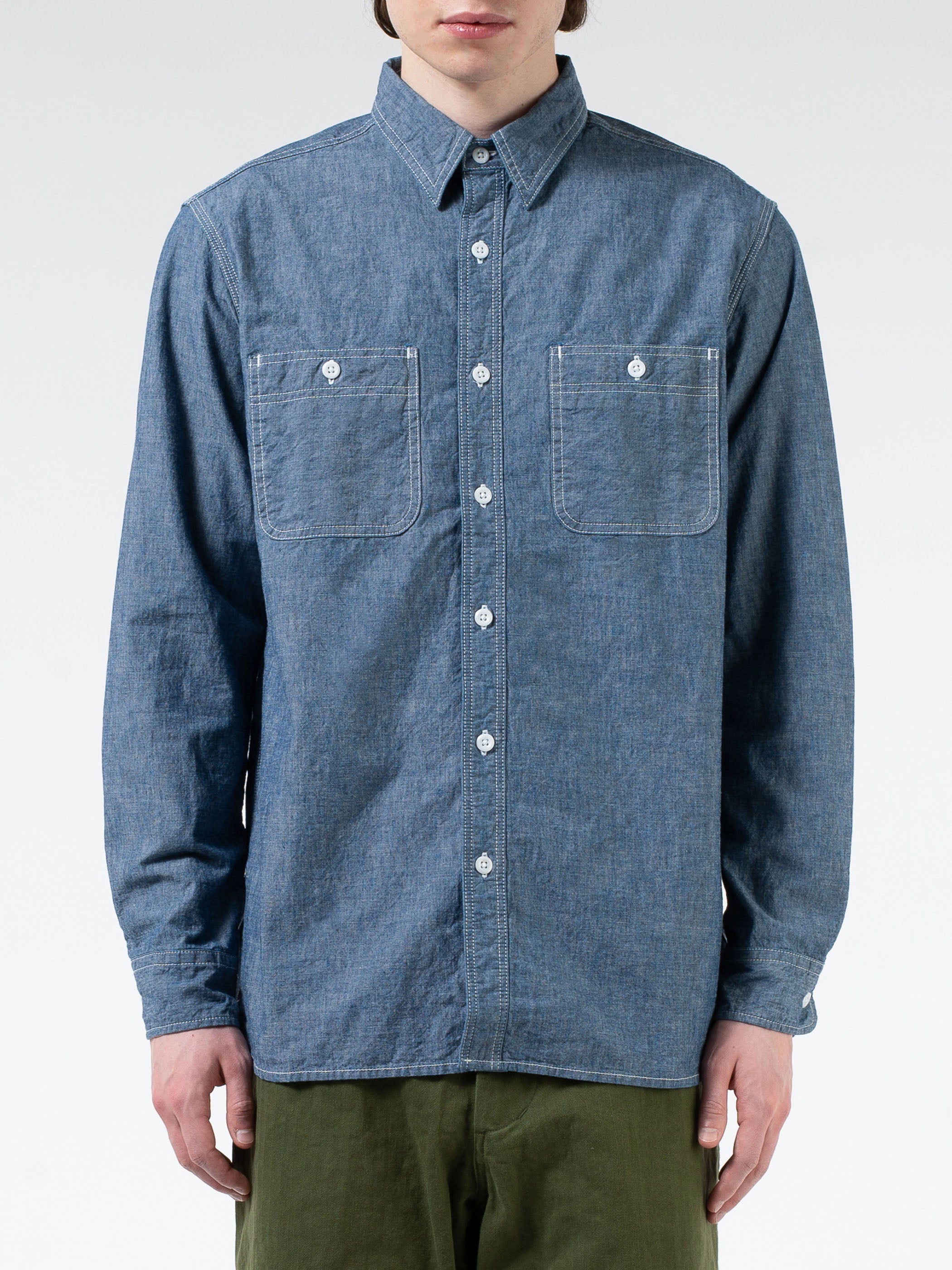BEAMS PLUS - Chambray Work Shirt in Blue – gravitypope