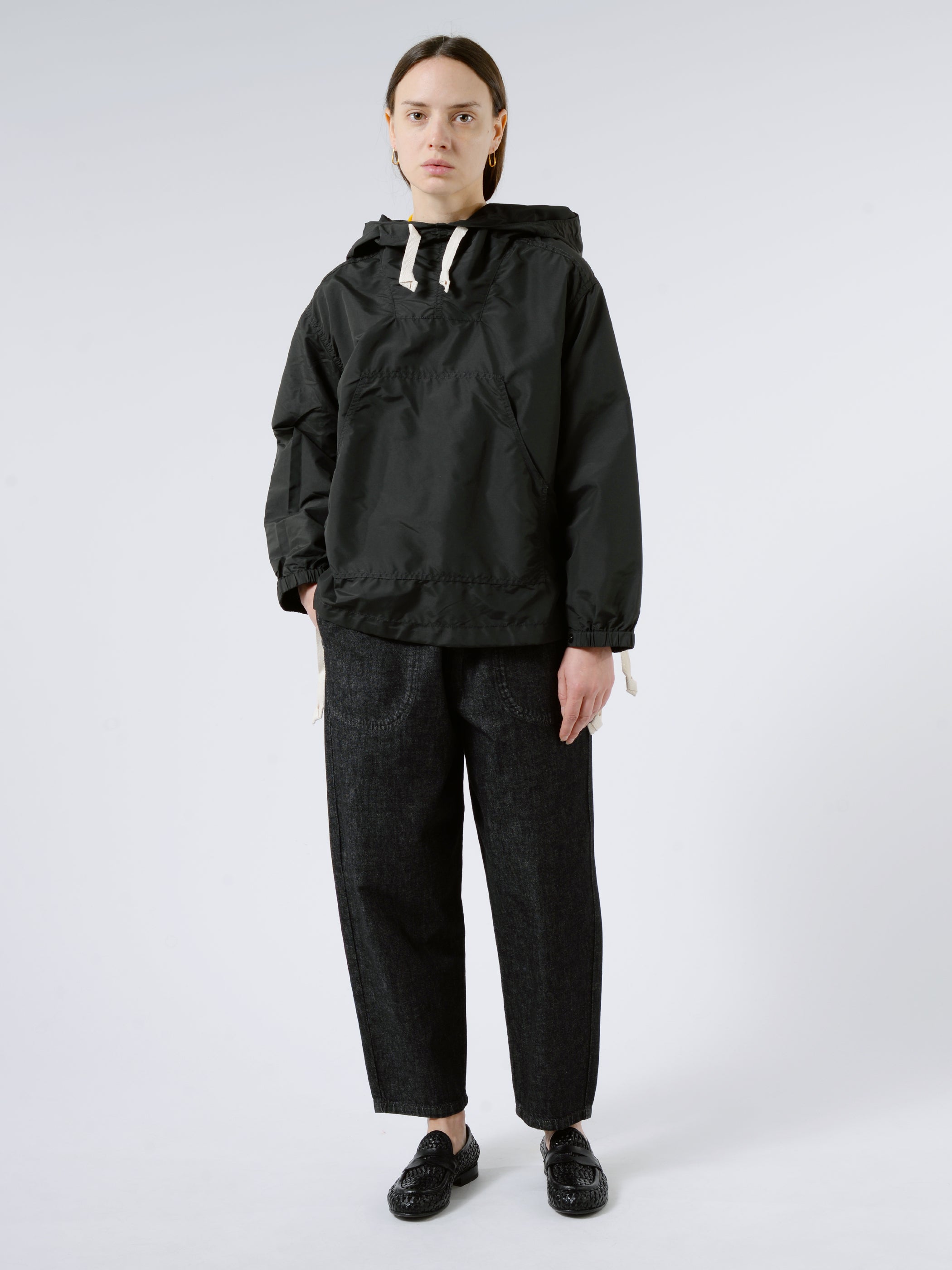 Black hooded anorak jacket deals
