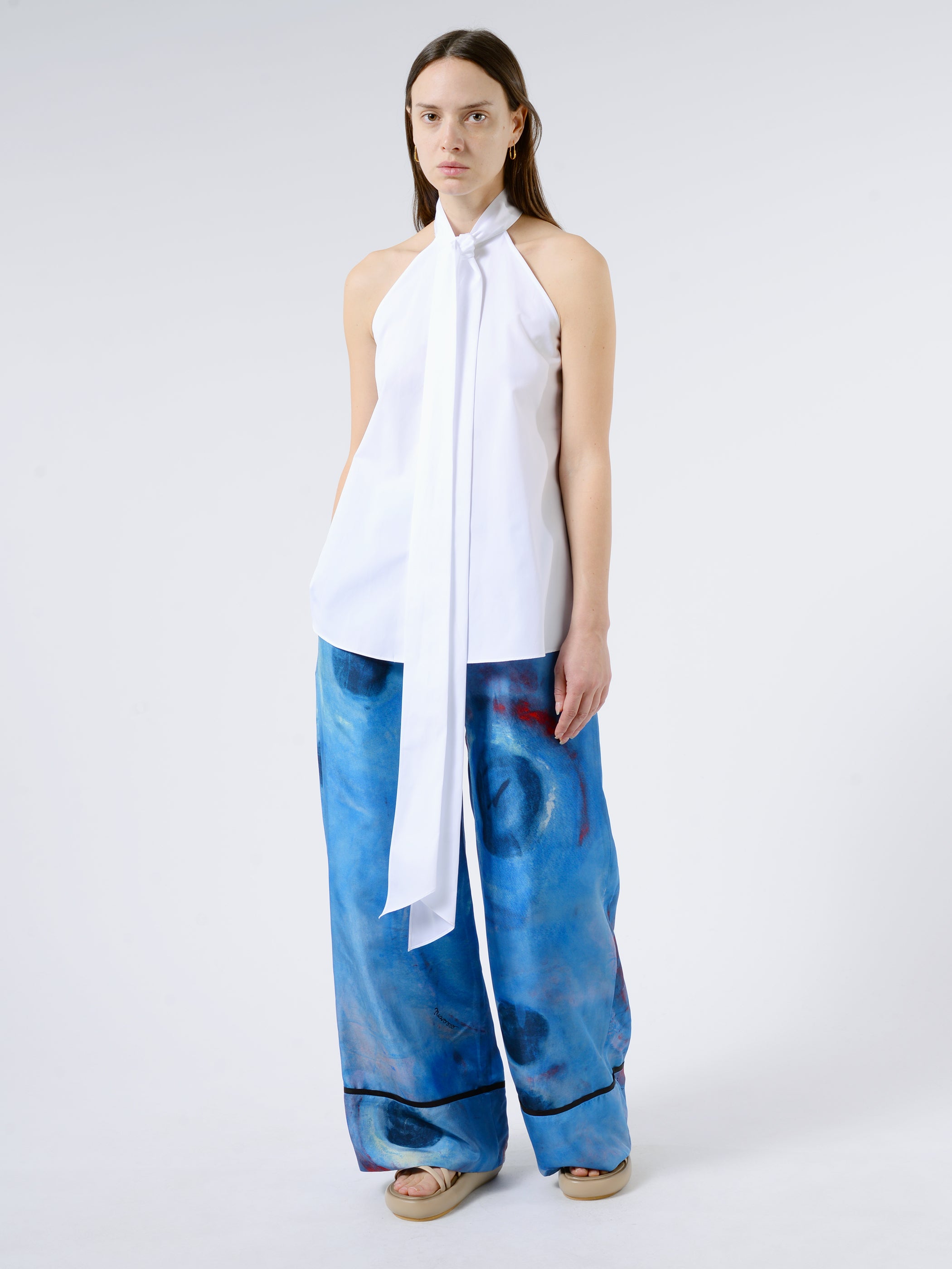 Cotton Poplin Top With Sash