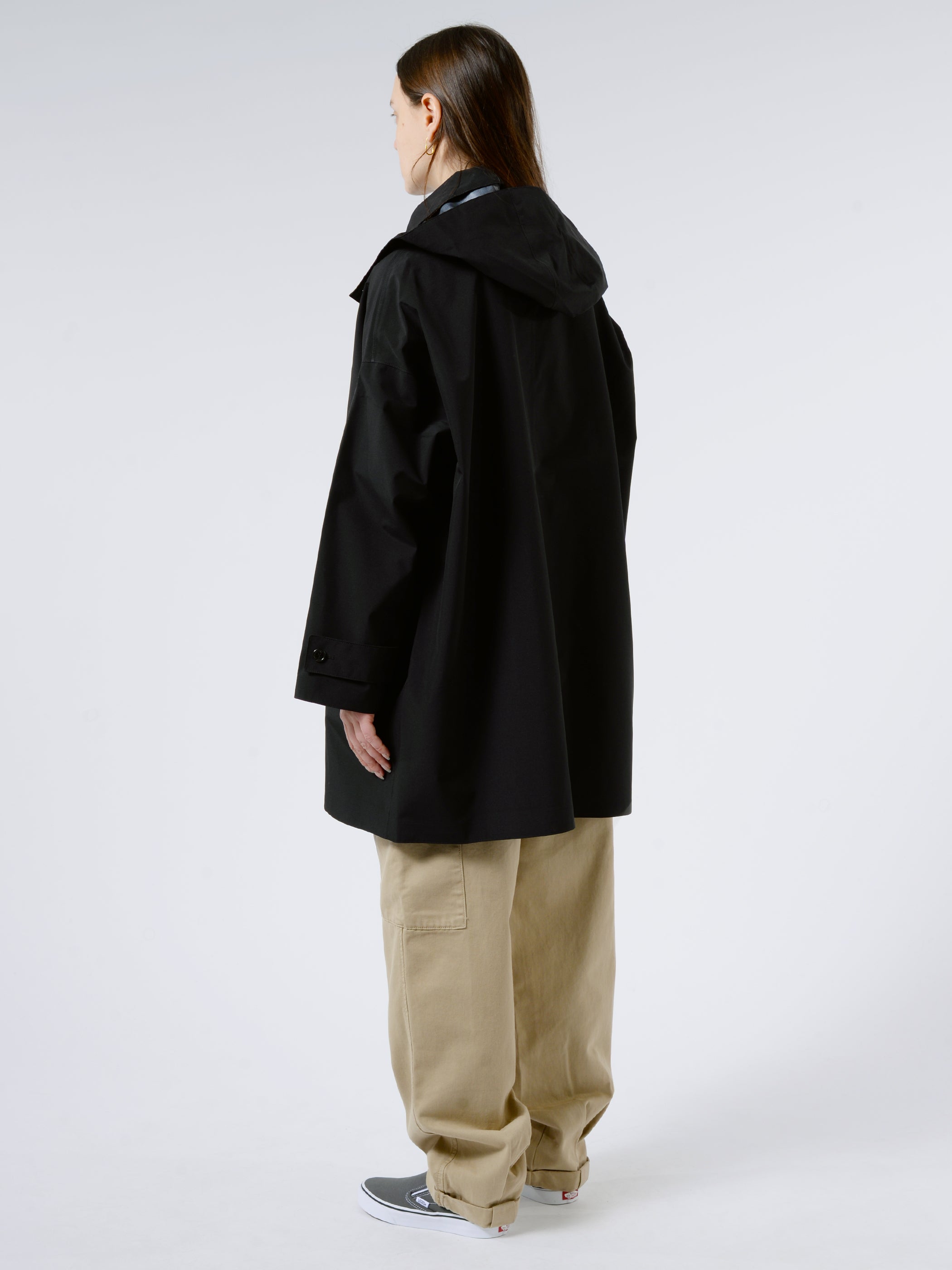 Women's 3-Layer Cloth Hooded Balmacaan Coat