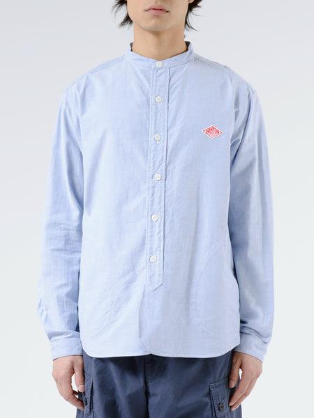 トップス DANTON PLAIN WORK SHIRT S/S Danton Men's Short Sleeve Work Shirt in Sax Blue Danton