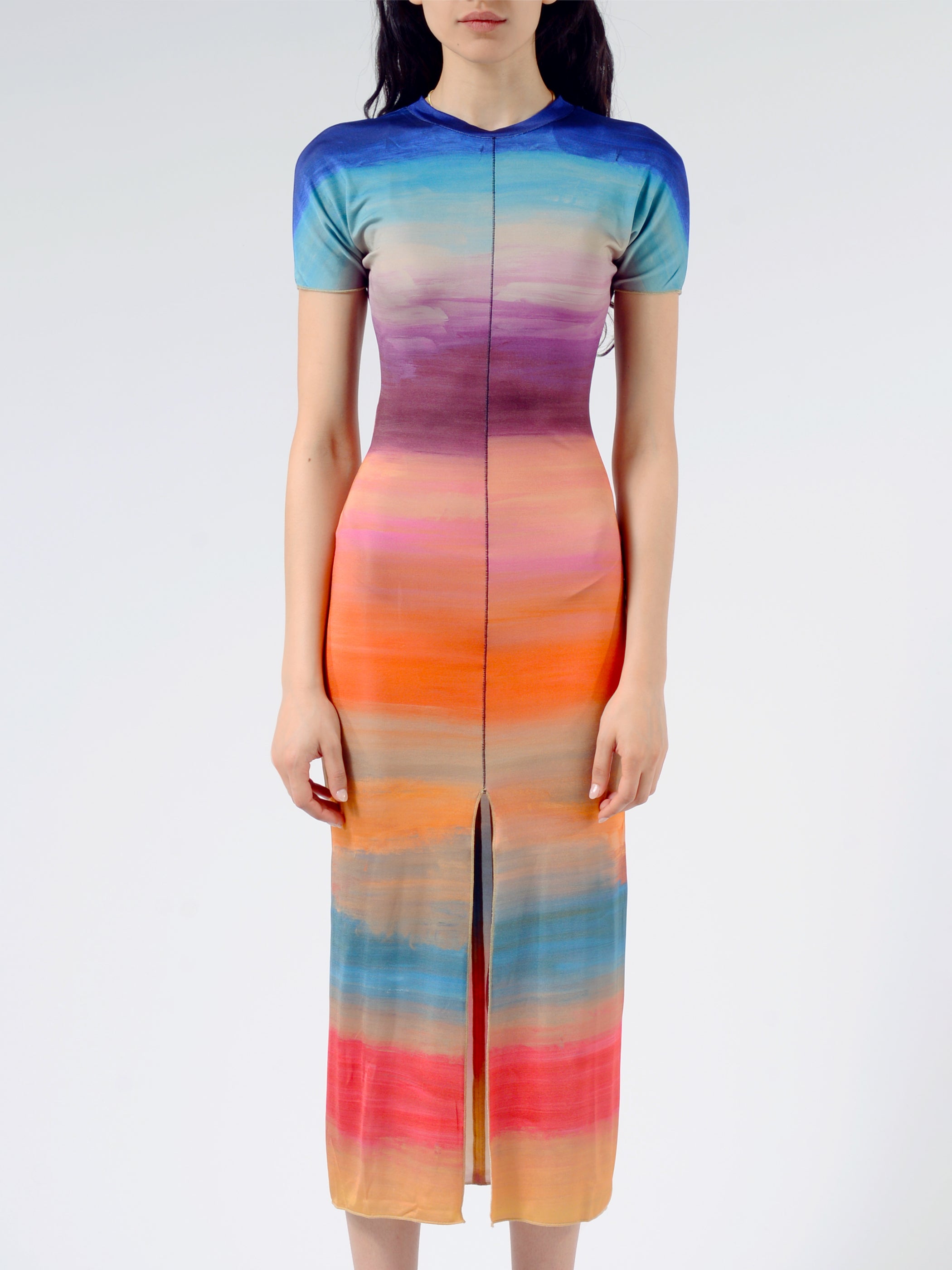 Multicoloured Viscose Dress With Dark Side Of The Moon Print