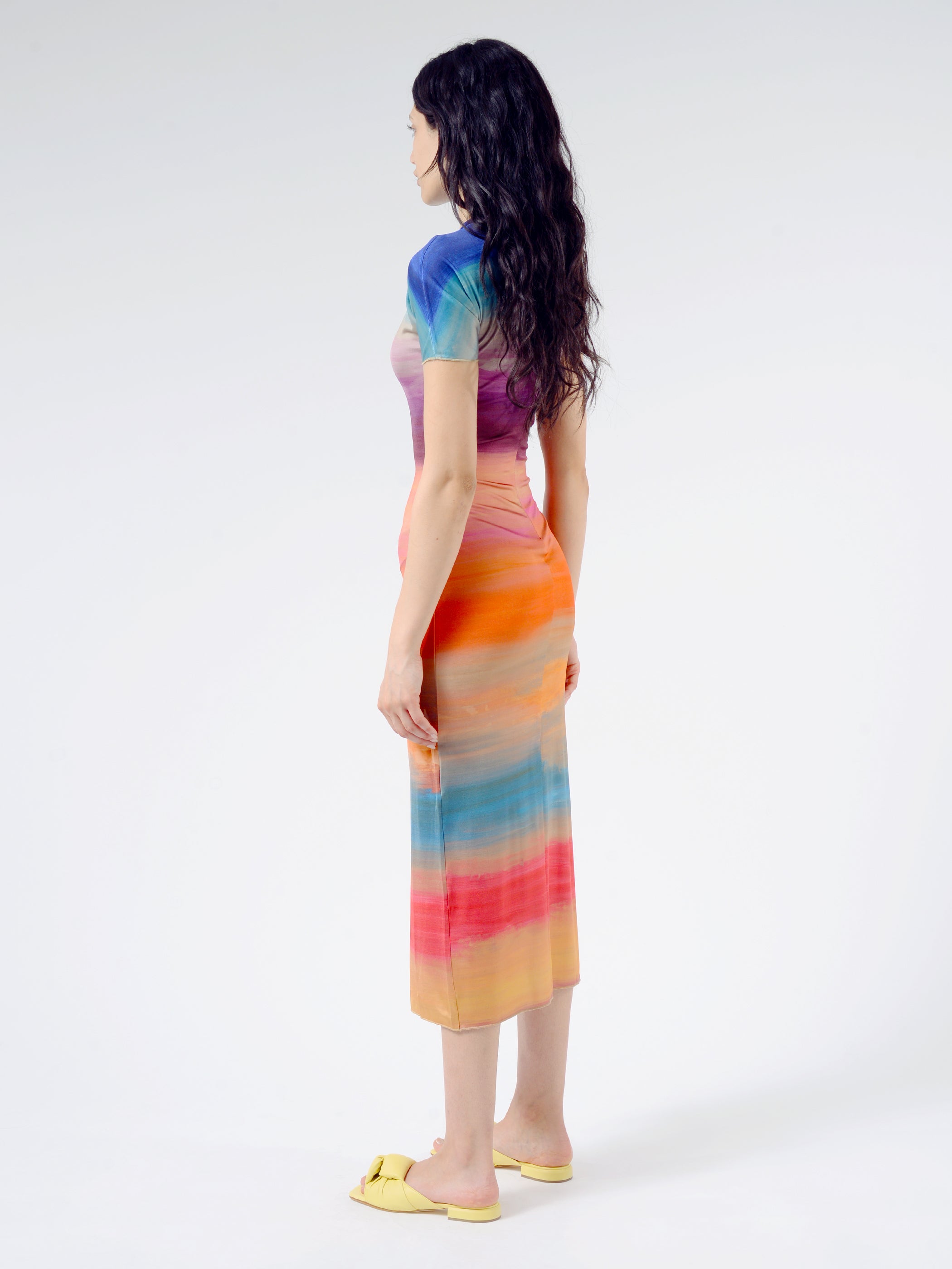 Multicoloured Viscose Dress With Dark Side Of The Moon Print