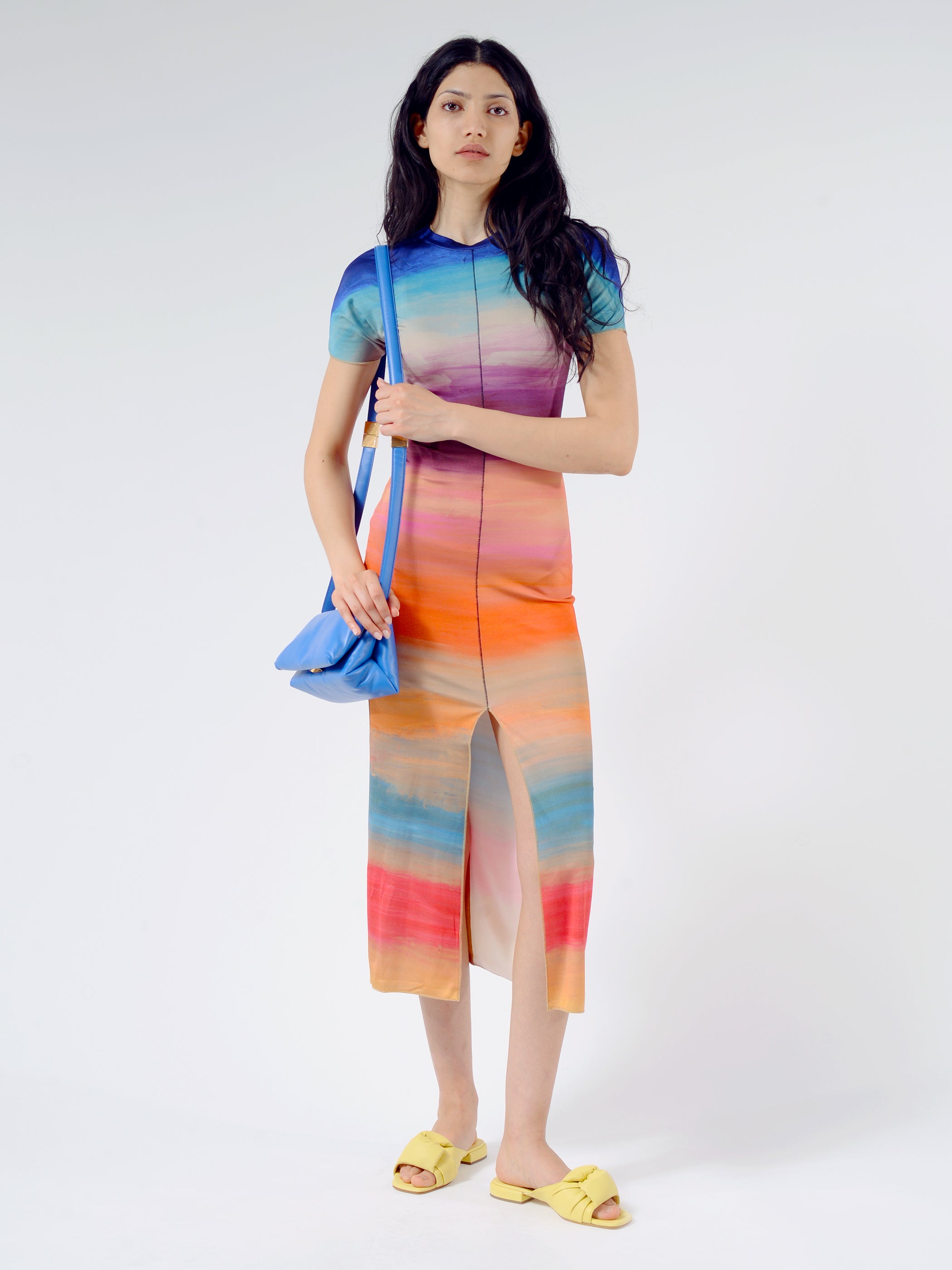 Multicoloured Viscose Dress With Dark Side Of The Moon Print