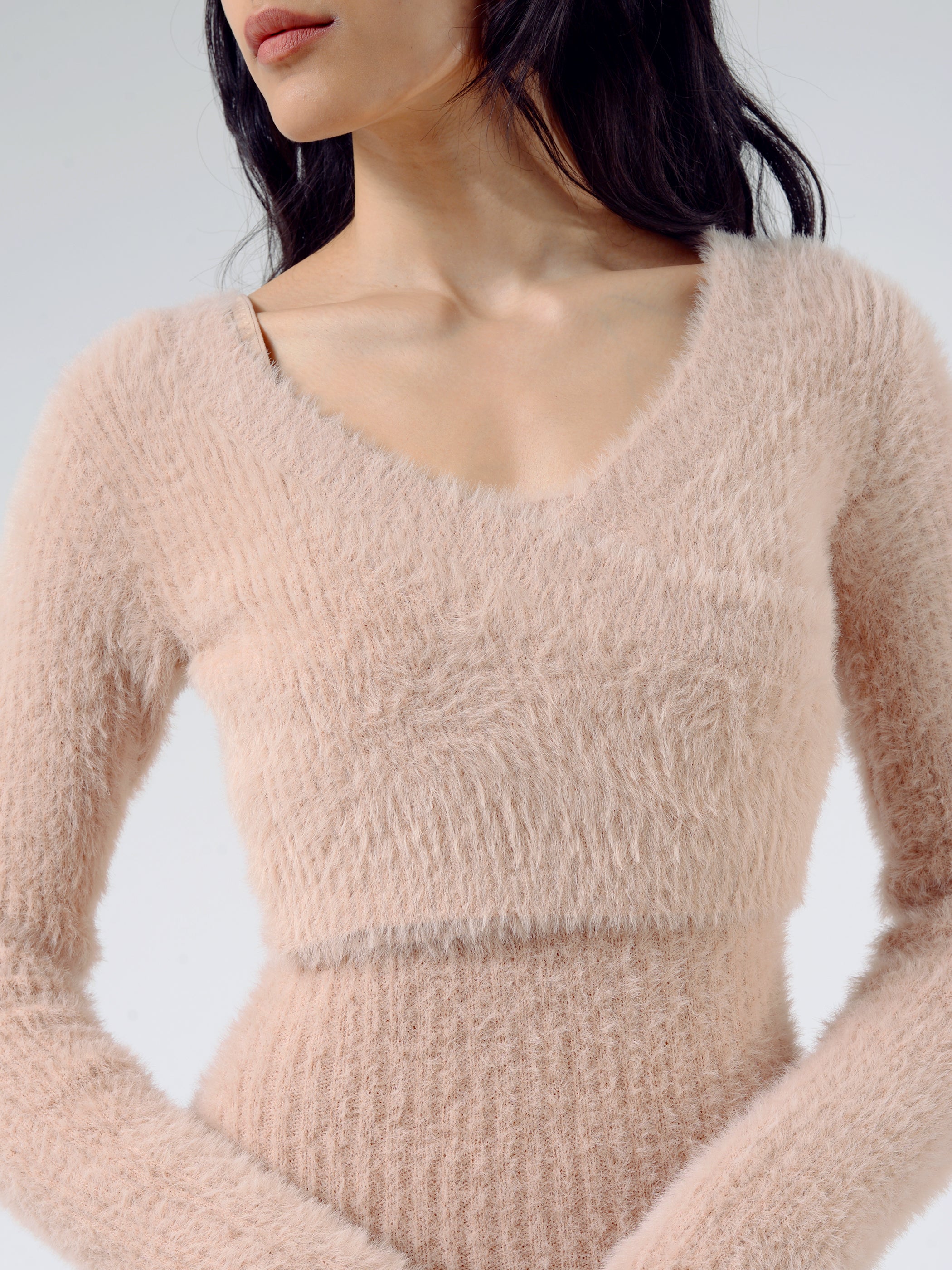 V-Neck Cropped Sweater