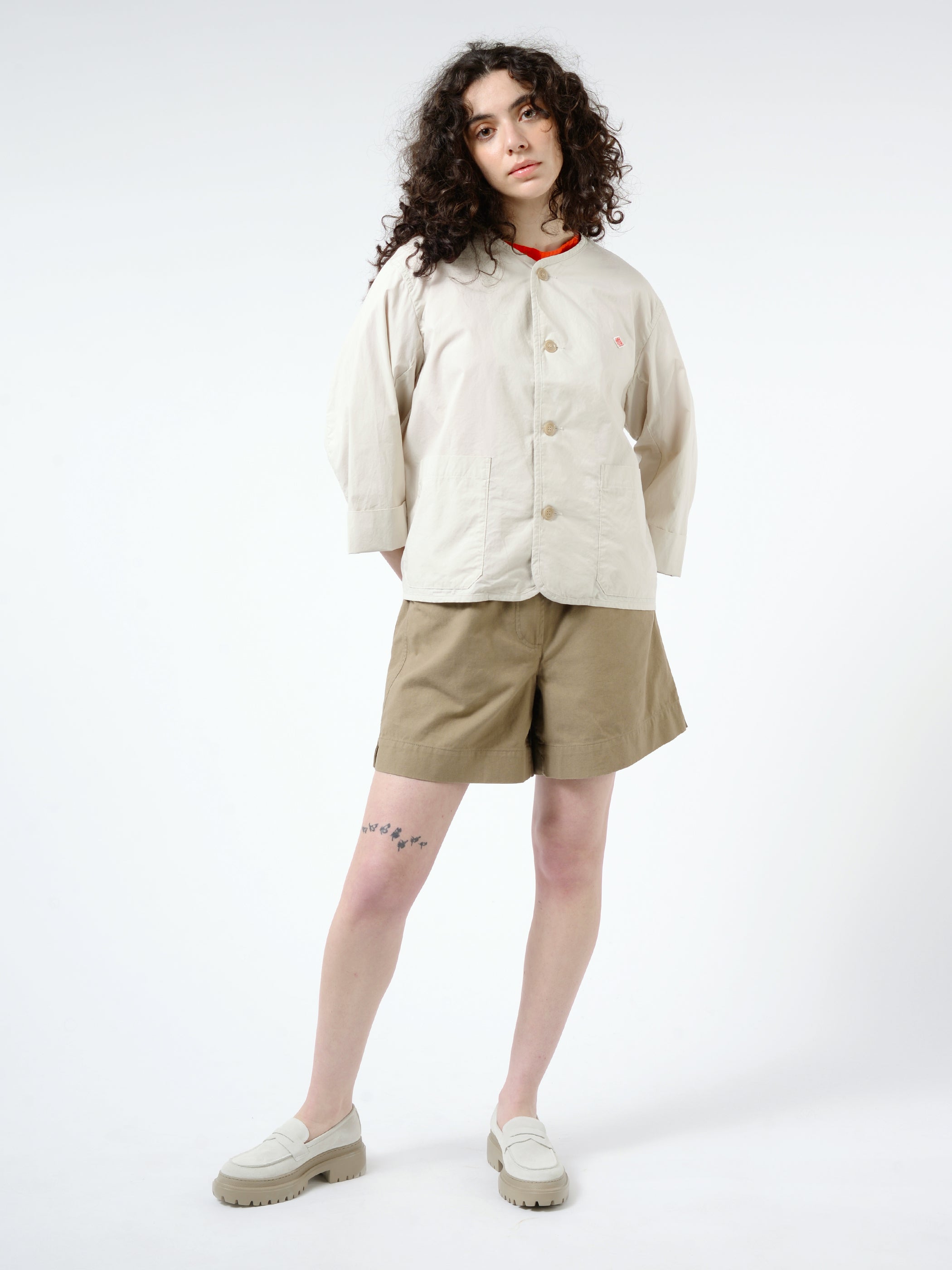 Women's Cotton Weather Collarless Short Jacket