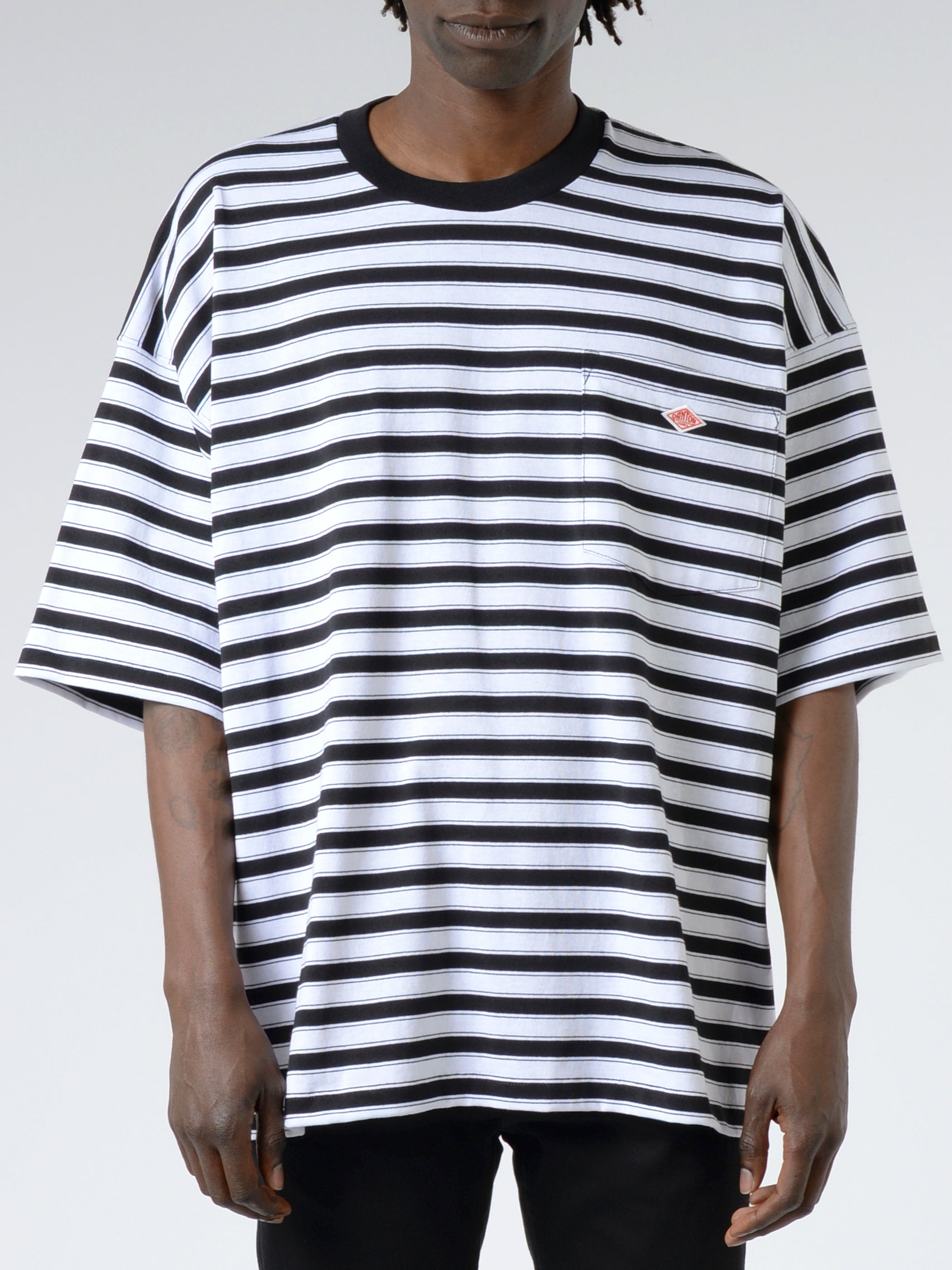 Men's Stripe Short Sleeve Big Pocket T-Shirt