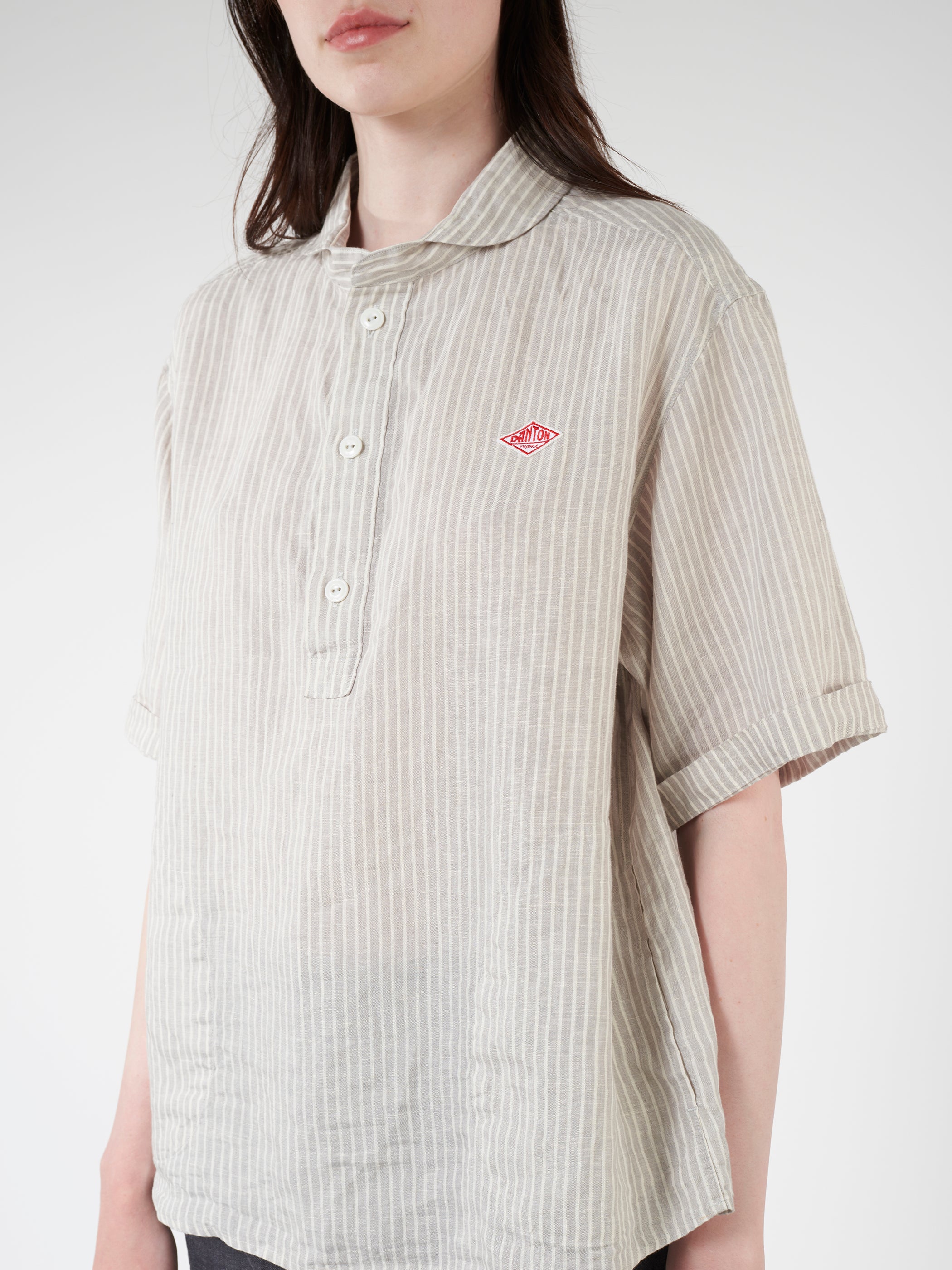 Linen Round Collar Shirt