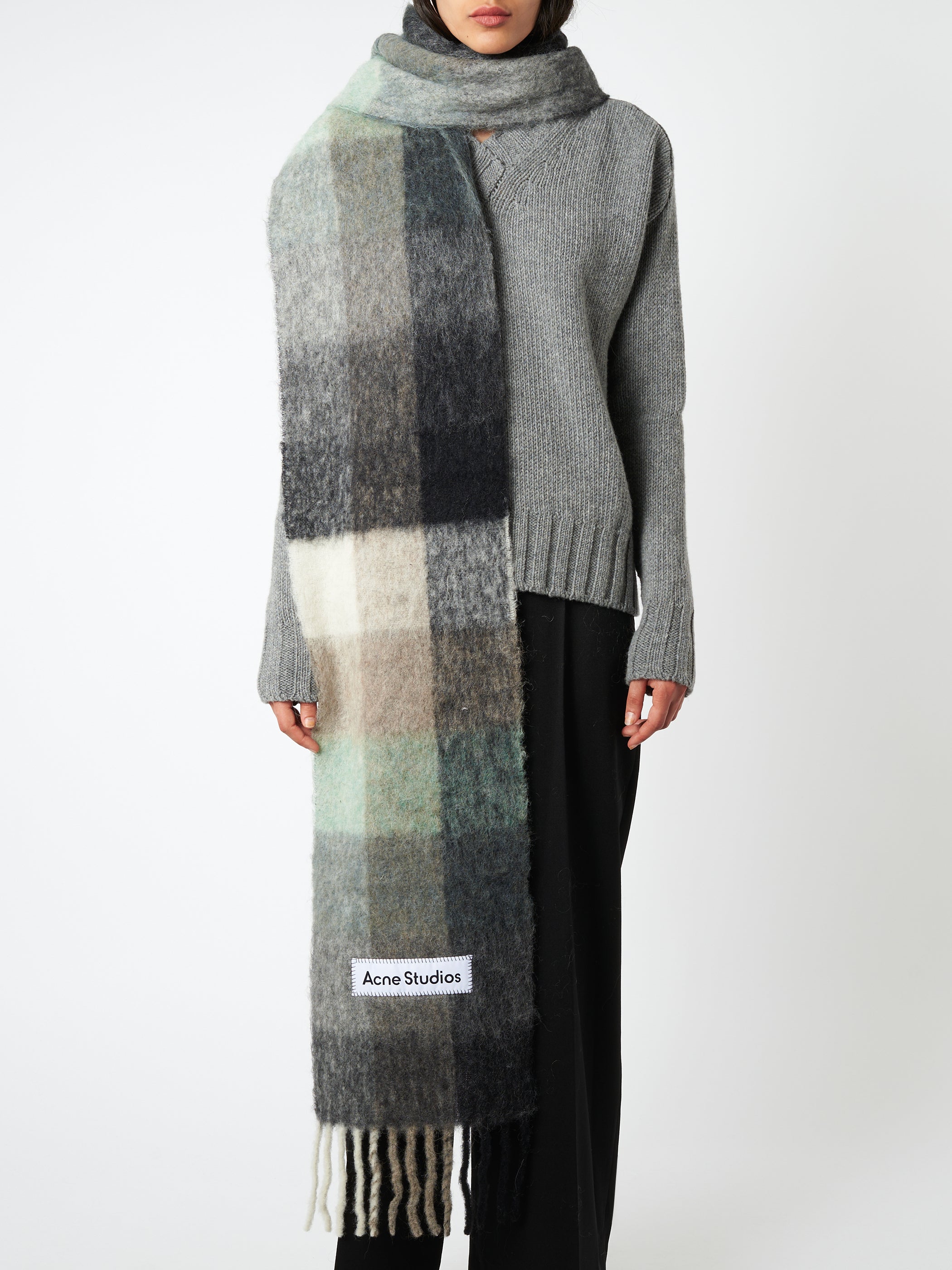 Mohair Checked Scarf