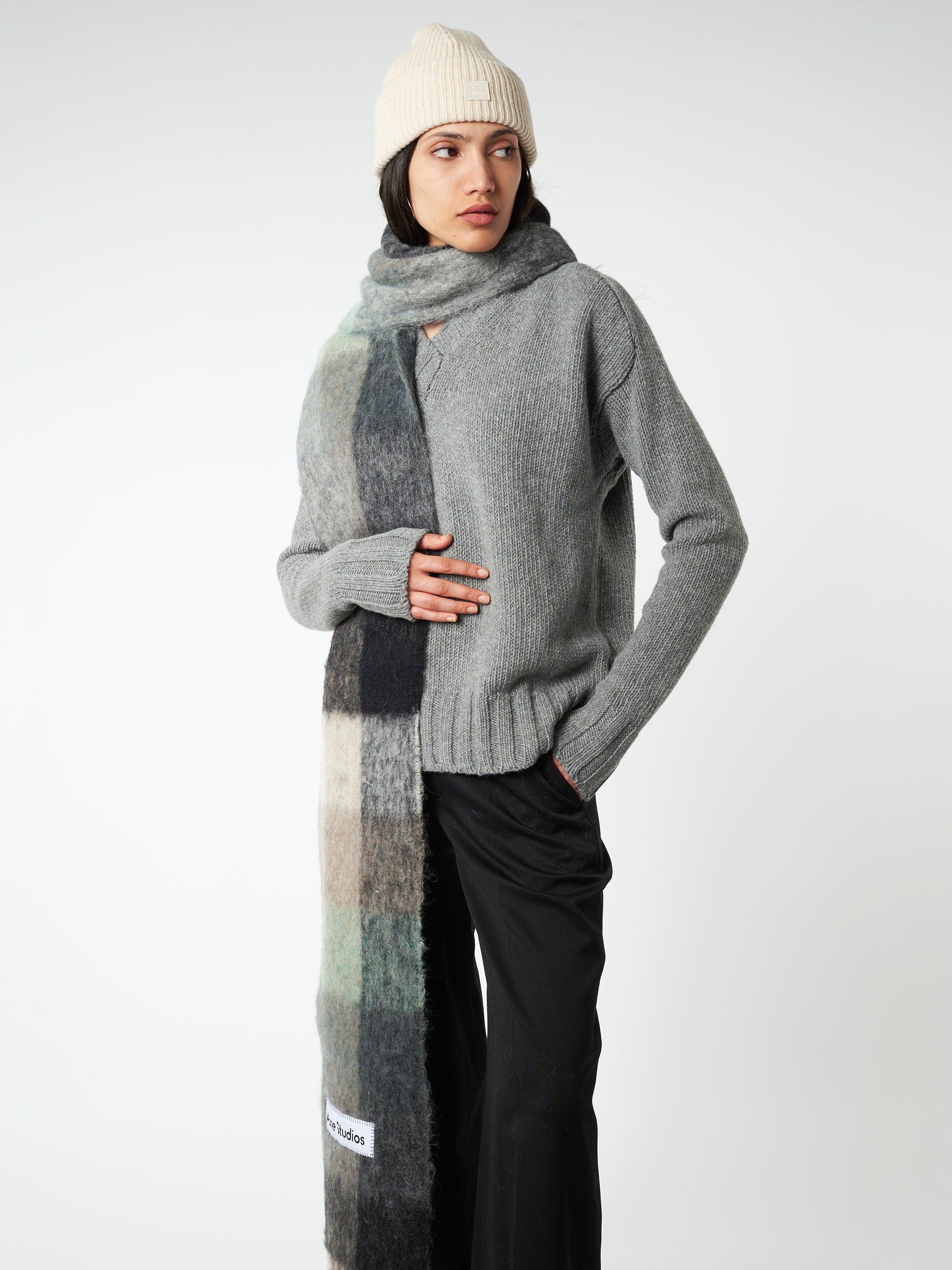 Mohair Checked Scarf