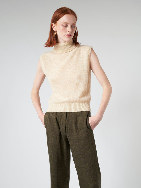 KNITTED VEST WITH HIGH COLLAR