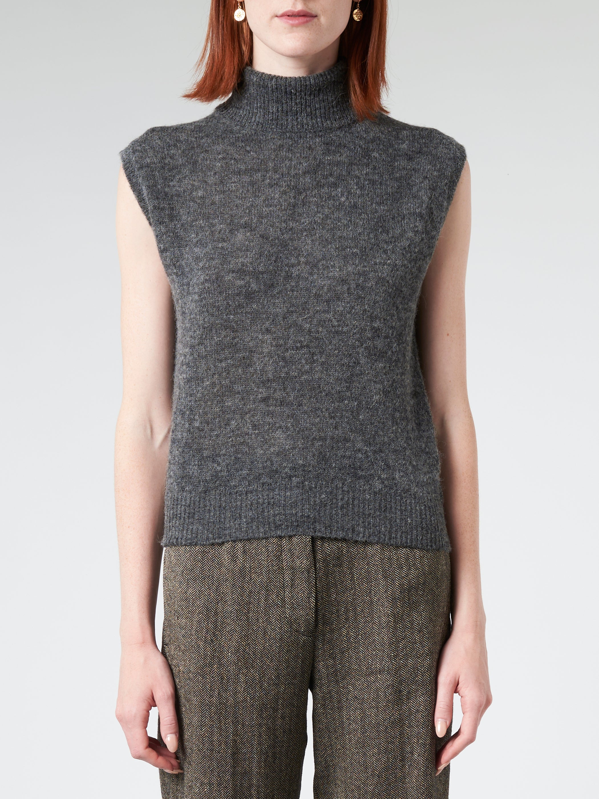 Knitted Vest With High Collar