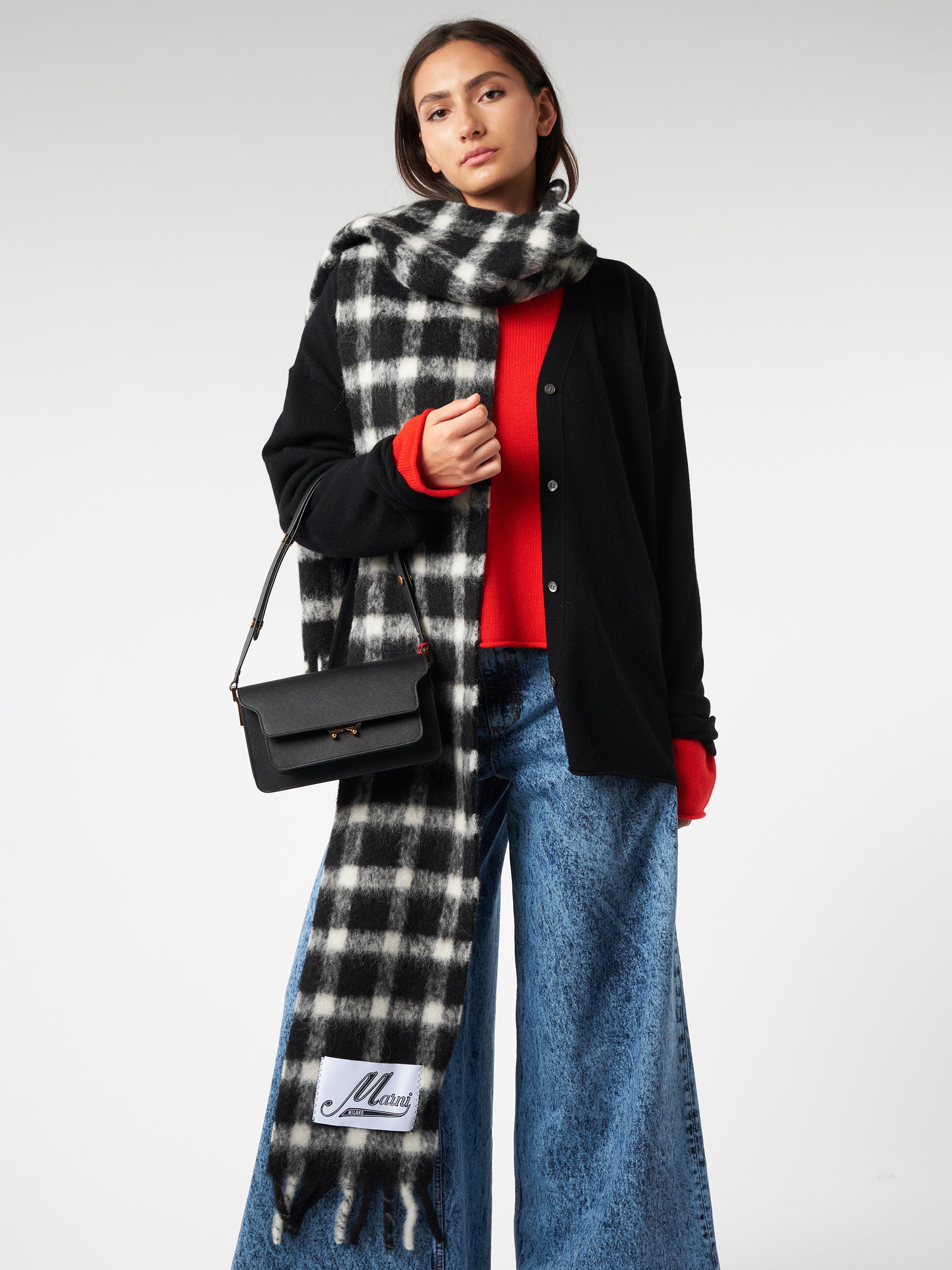 Marni - Brushed Check Scarf in Black – gravitypope
