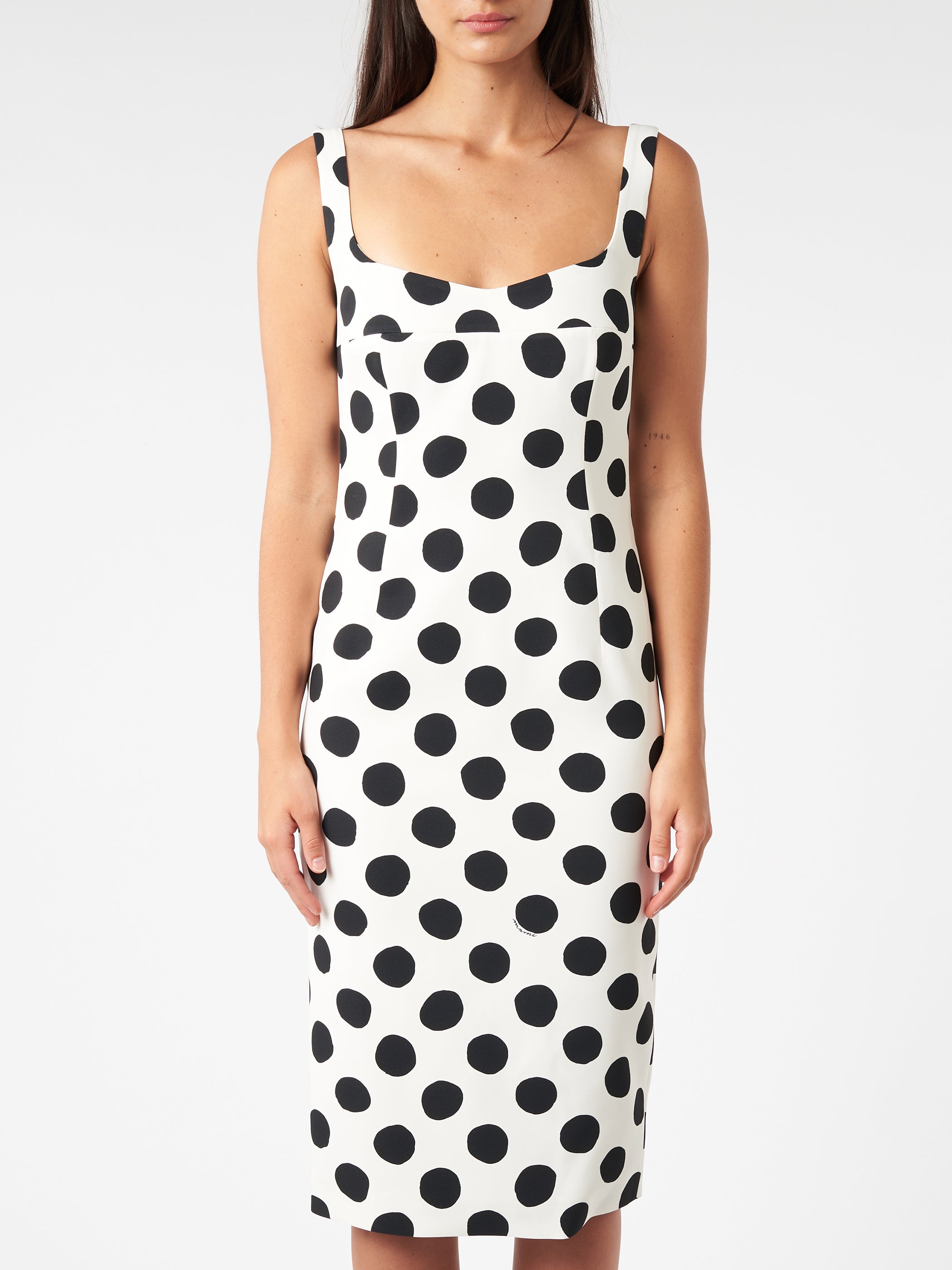 Squareneck Dress With Maxi Polka Dots