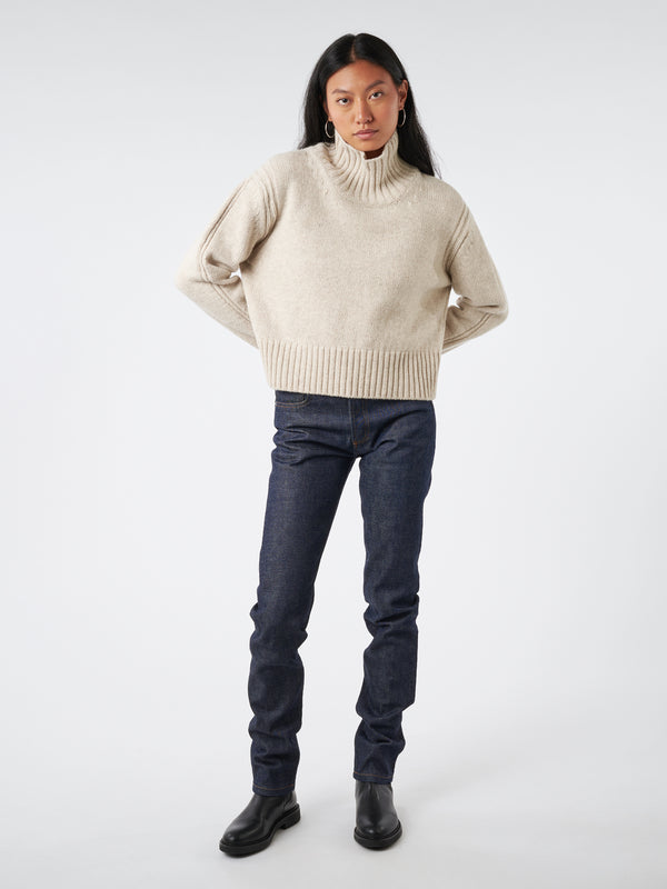 &Daughter - Fintra Lambswool Crop Sweater in Linen – gravitypope