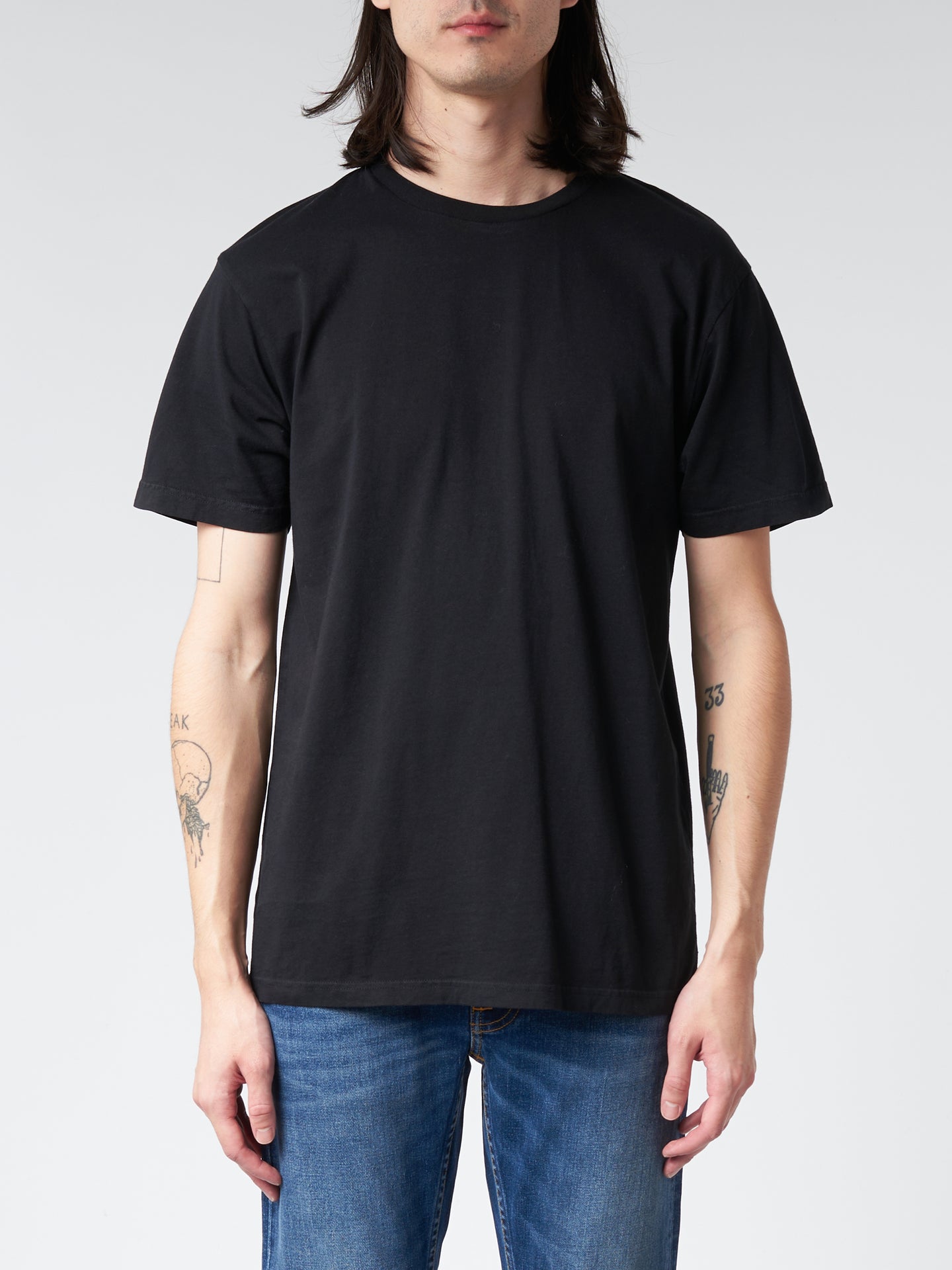 Overdyed Stripe Organic Cotton Tee | Blue Graphite/Woodland Green