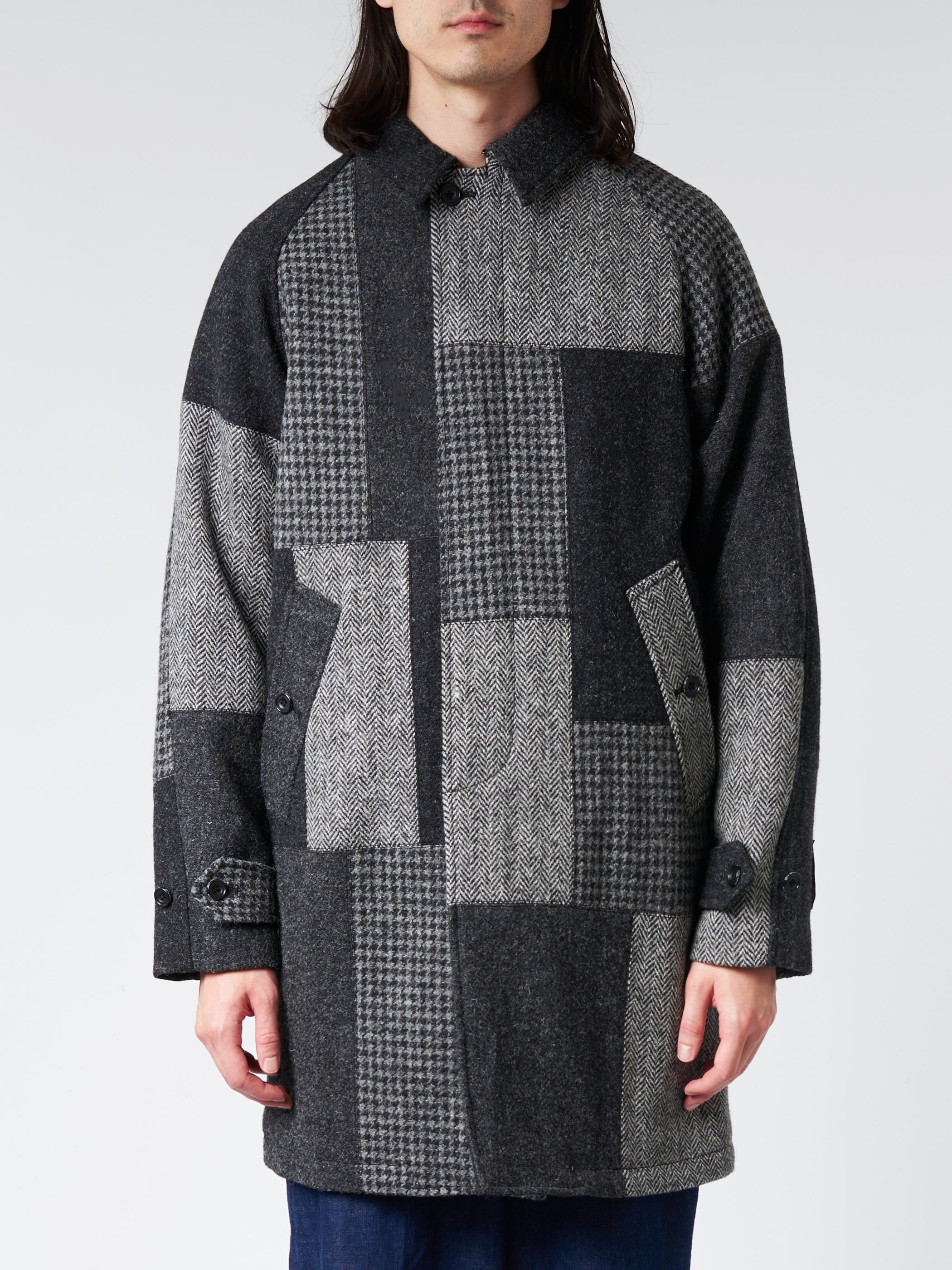 Patchwork Harris Tweed Balmacaan Coat