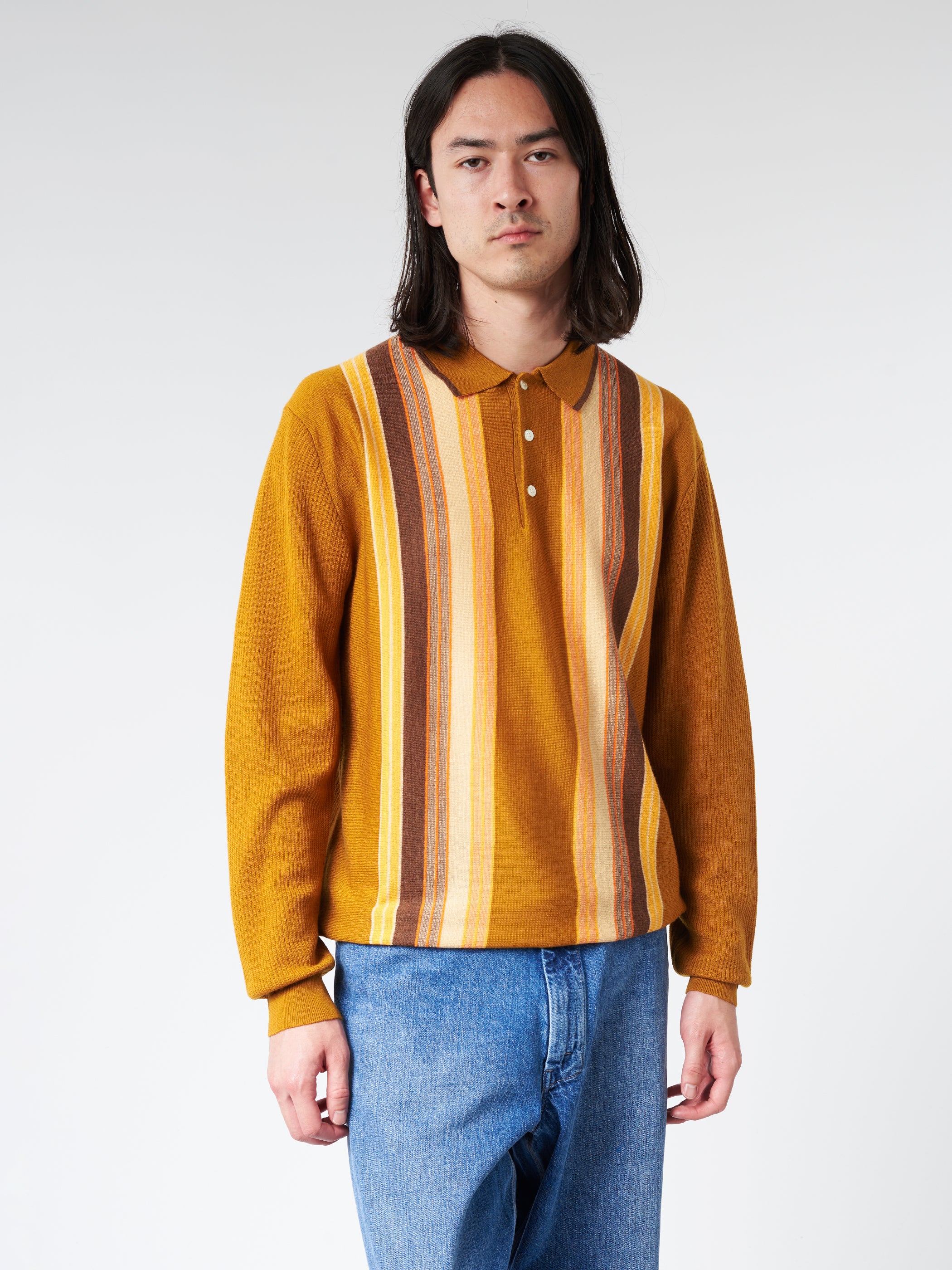 Knit Striped Polo Shirt
