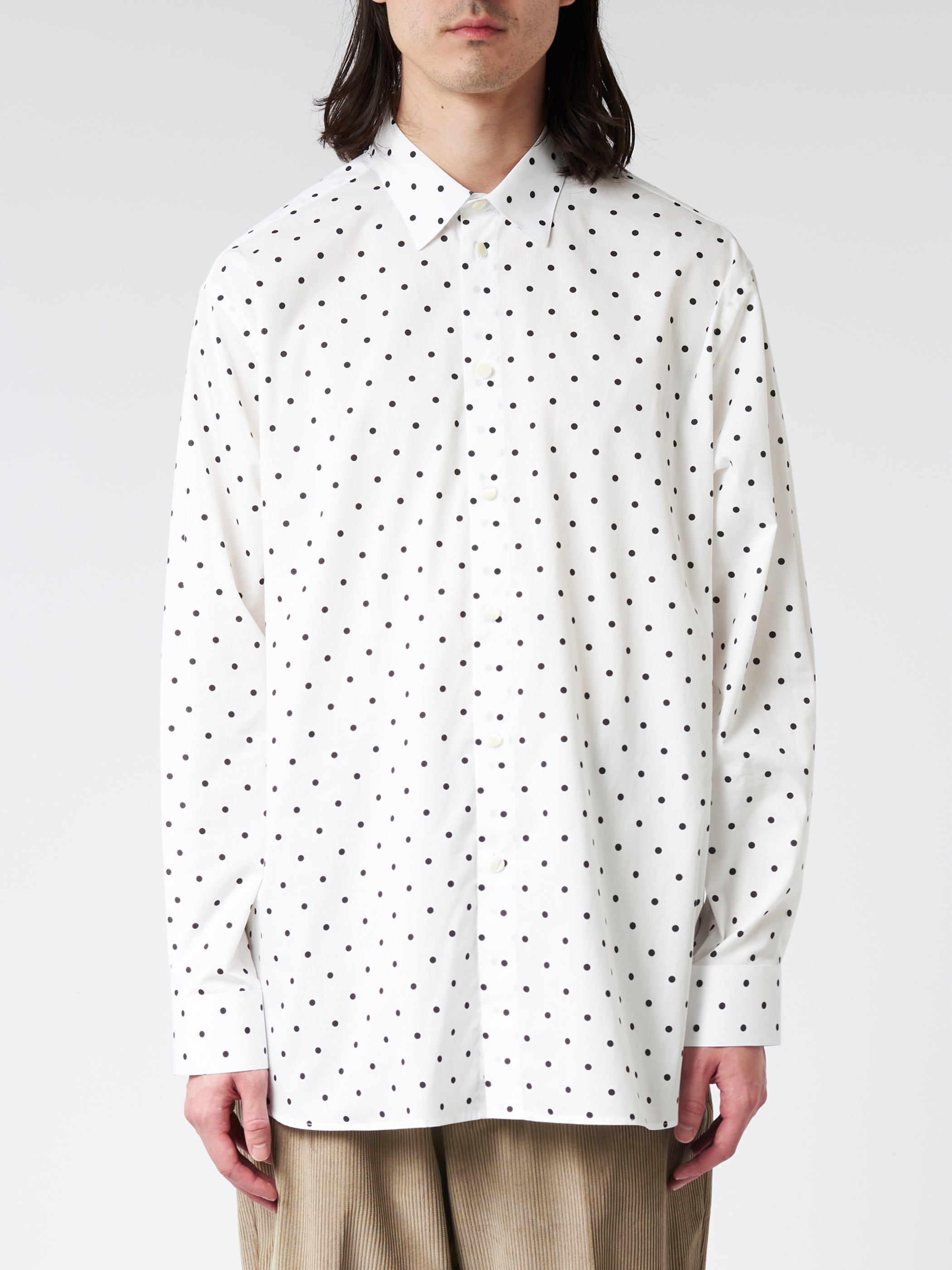 Poplin Long-Sleeved Shirt With Polka Dots