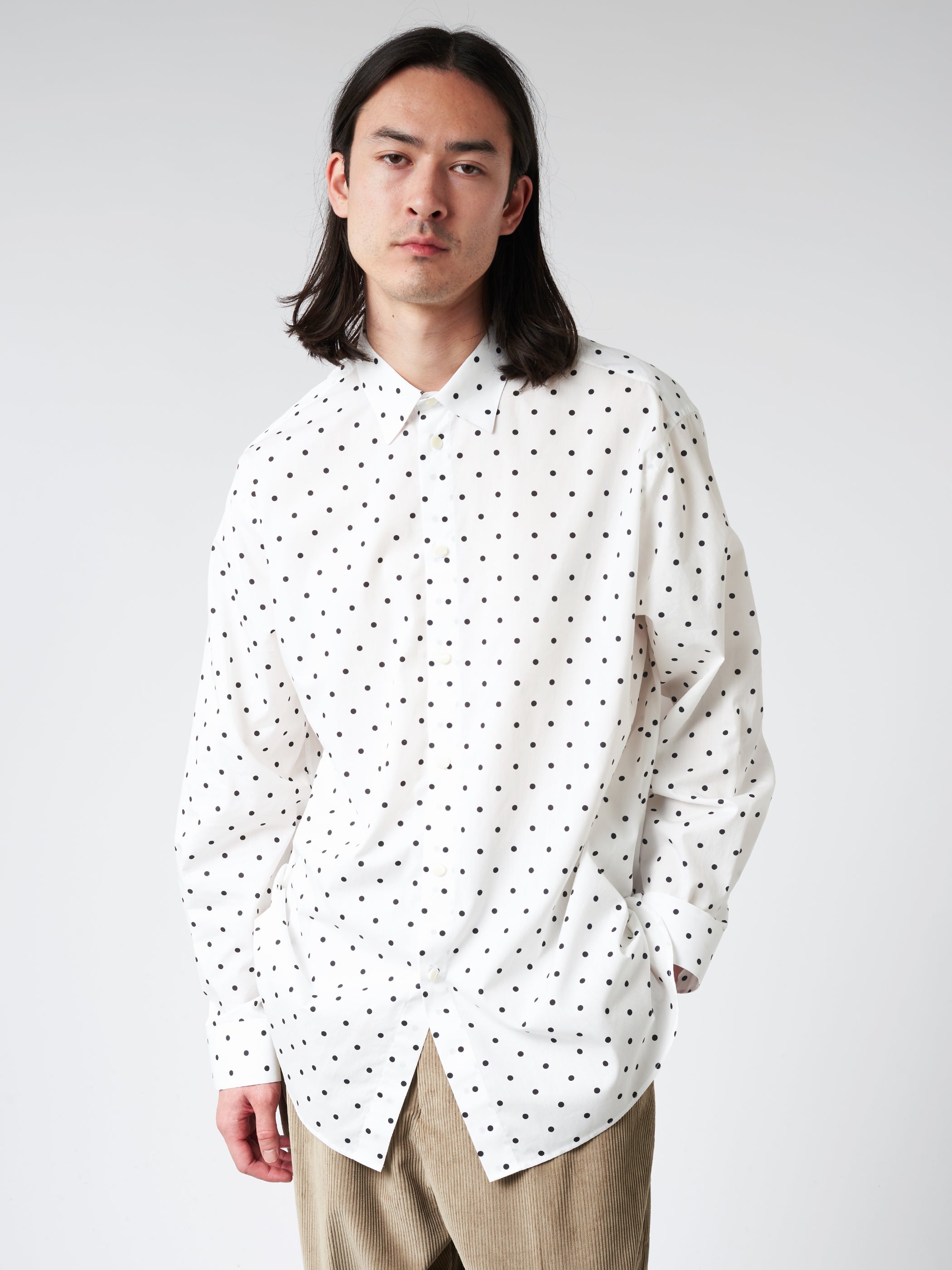 Poplin Long-Sleeved Shirt With Polka Dots