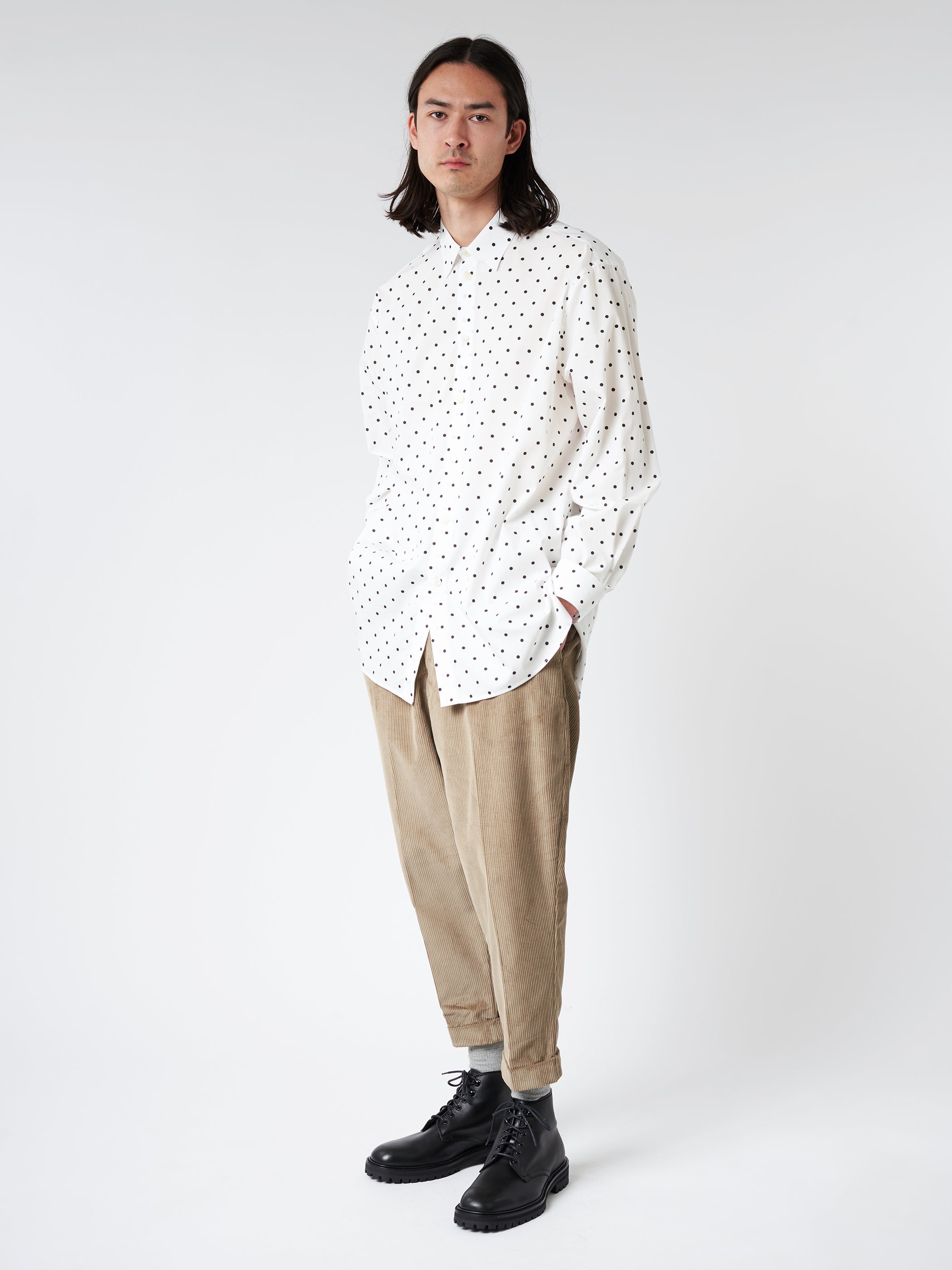 Poplin Long-Sleeved Shirt With Polka Dots