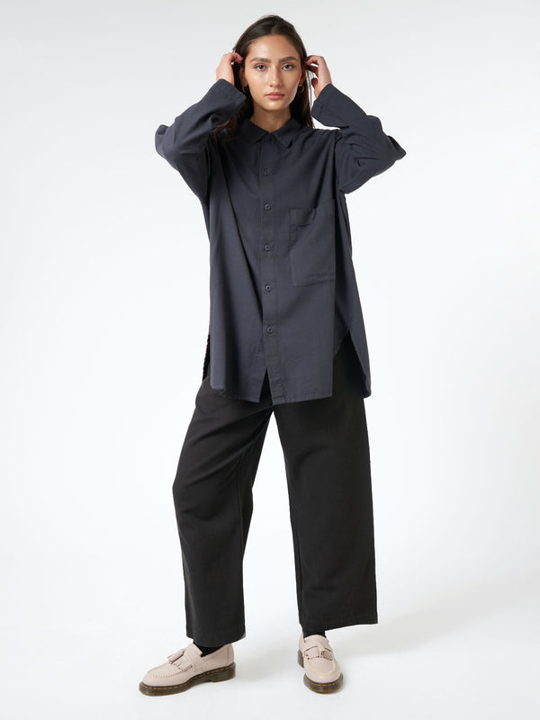 NATURAL DYED TWILL WIDE STRAIGHT PANTS