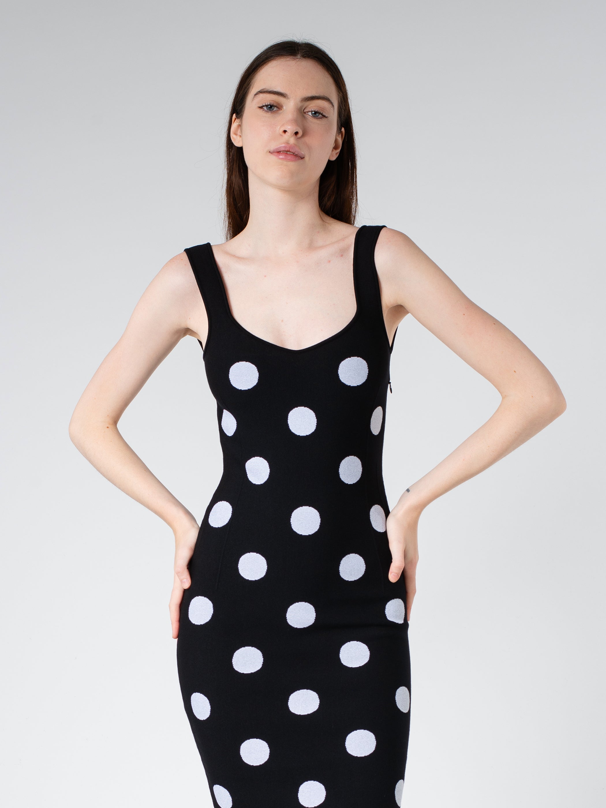 Viscose Sheath Dress with Polka Dots