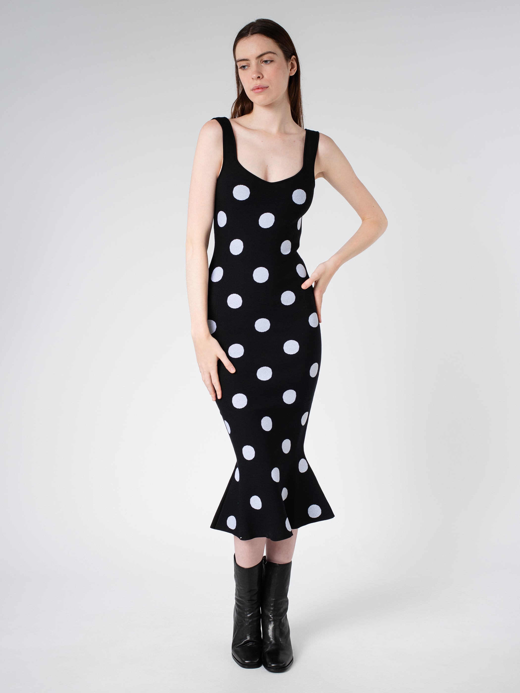 Viscose Sheath Dress with Polka Dots