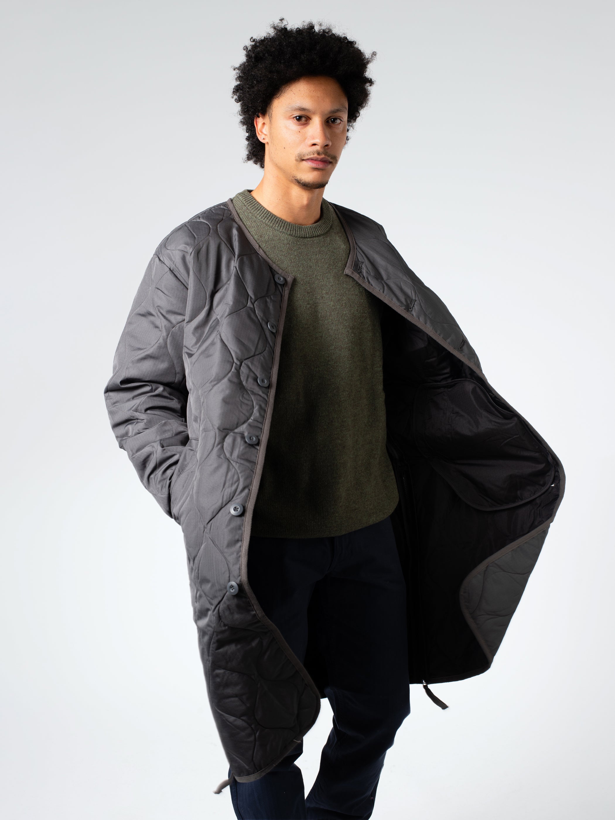 Military Crew Neck Down Coat