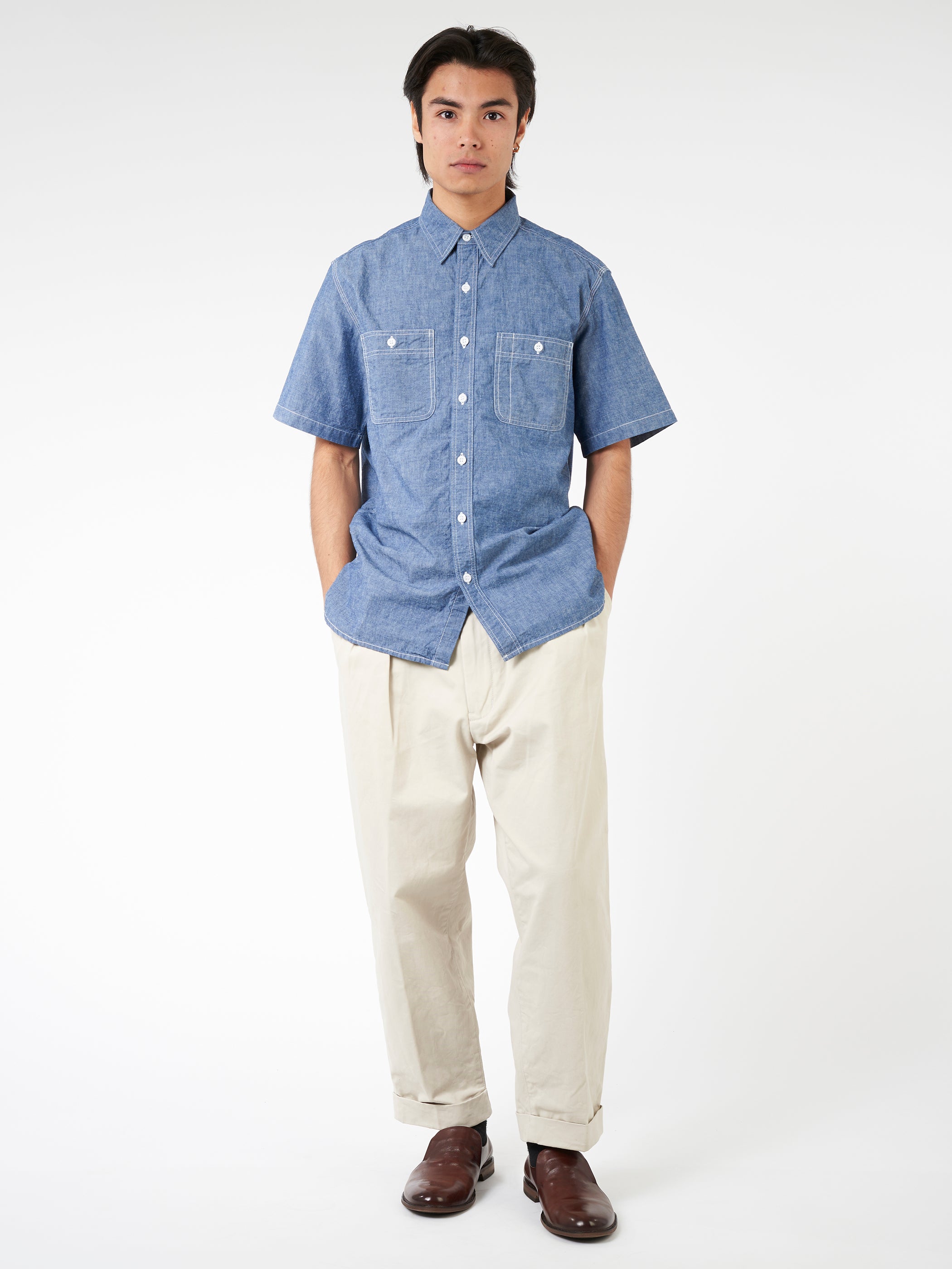 Chambray Short Sleeve Work Shirt