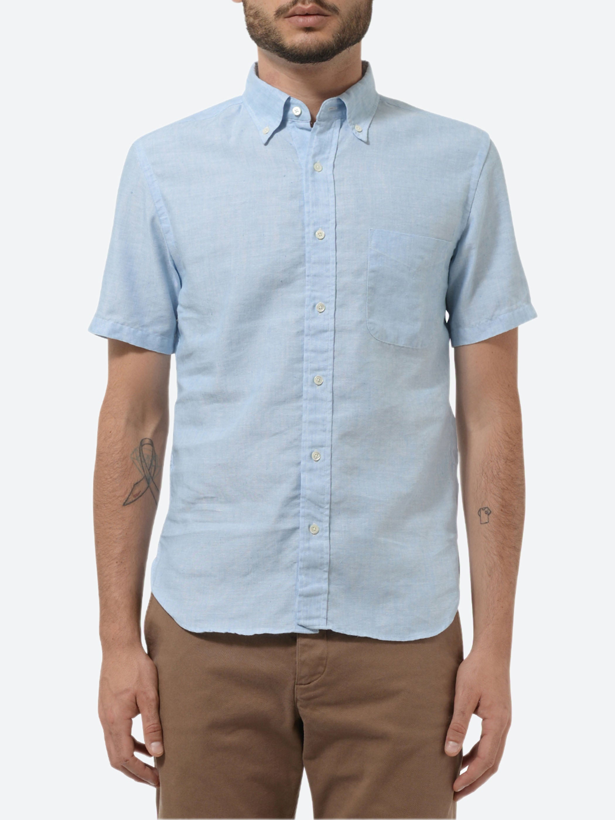 Linen Coolmax Button Down Short Sleeve Shirt