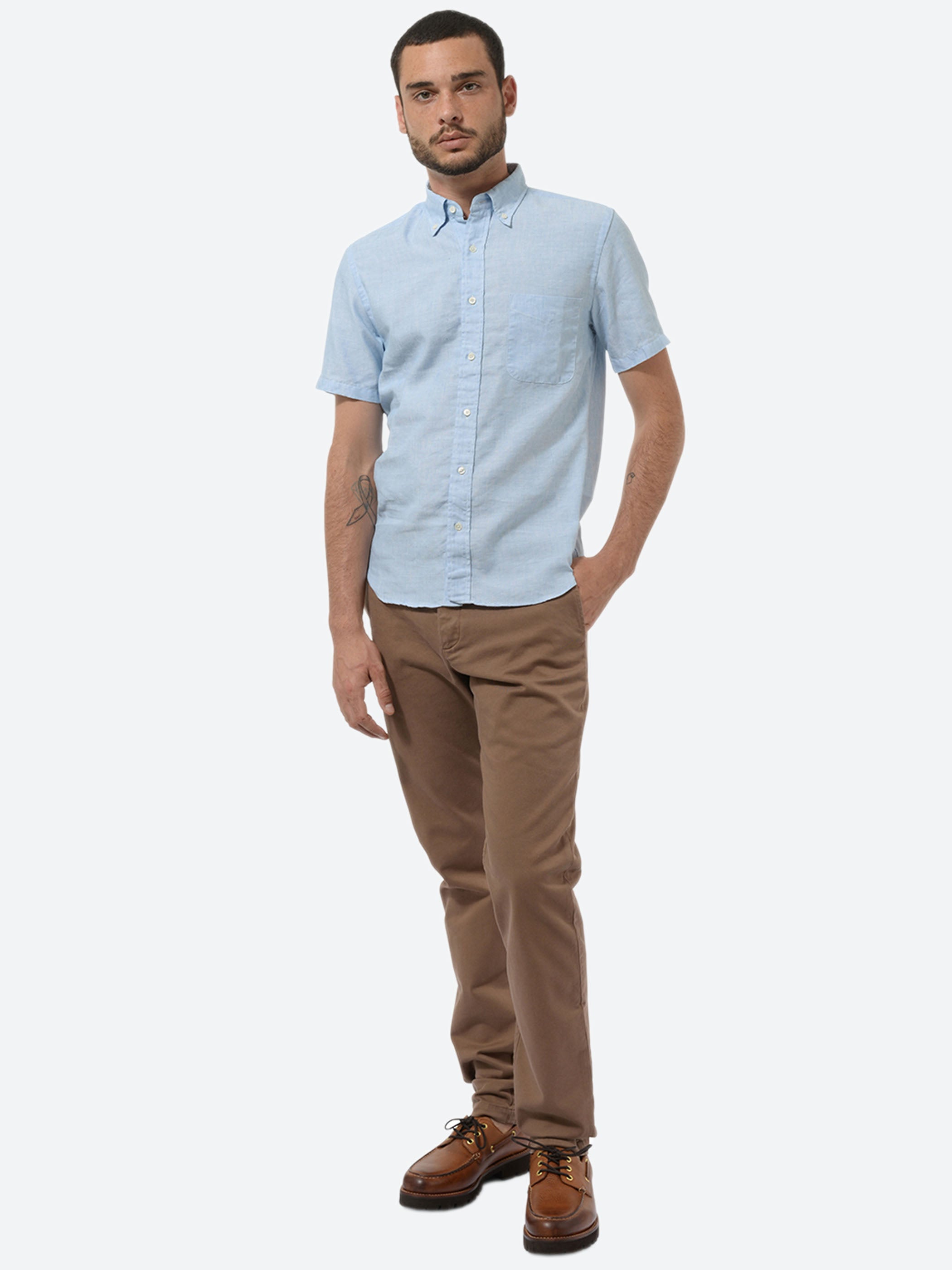 Linen Coolmax Button Down Short Sleeve Shirt