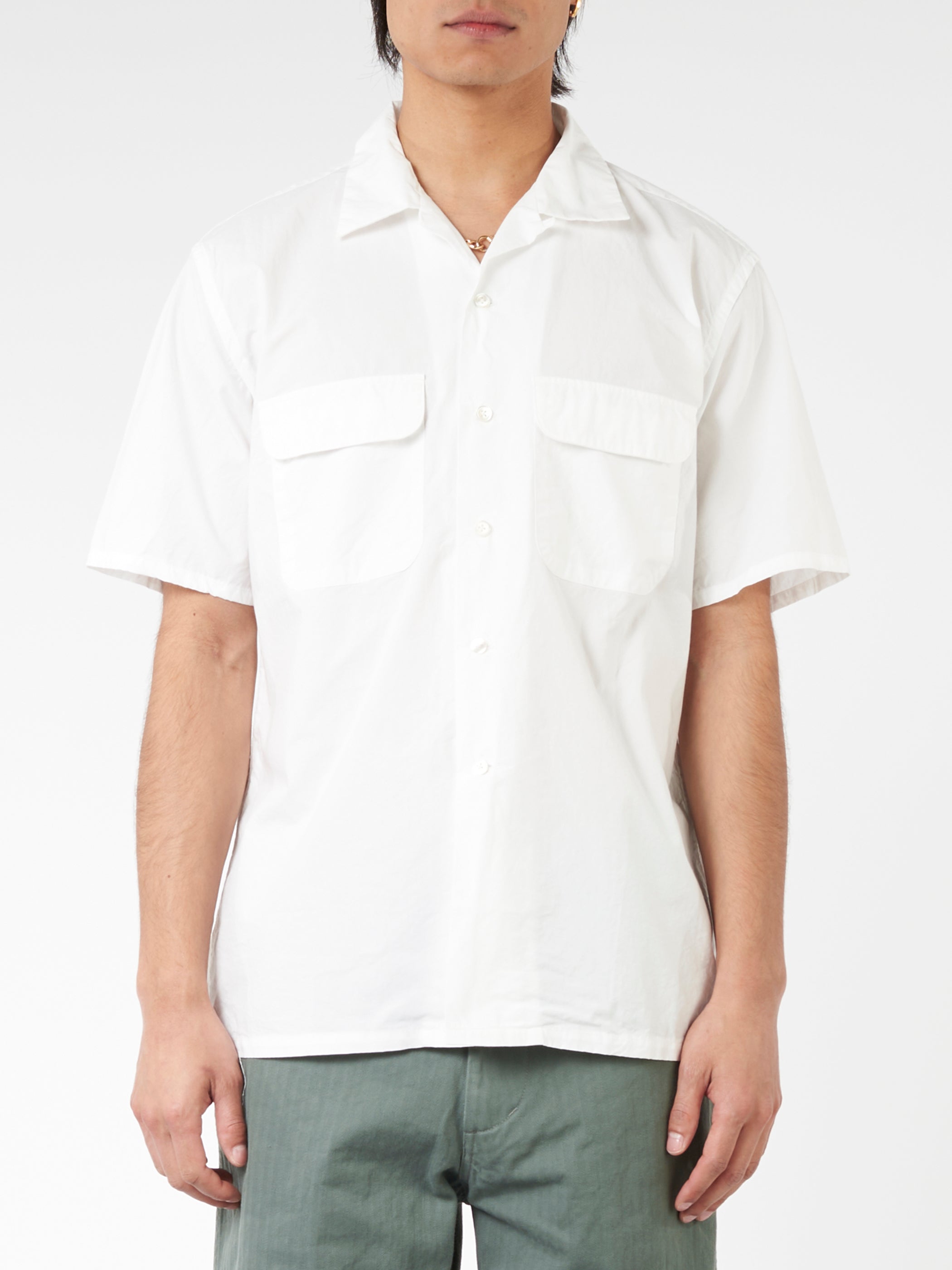 Pima Cotton Short Sleeve Open Collar Shirt