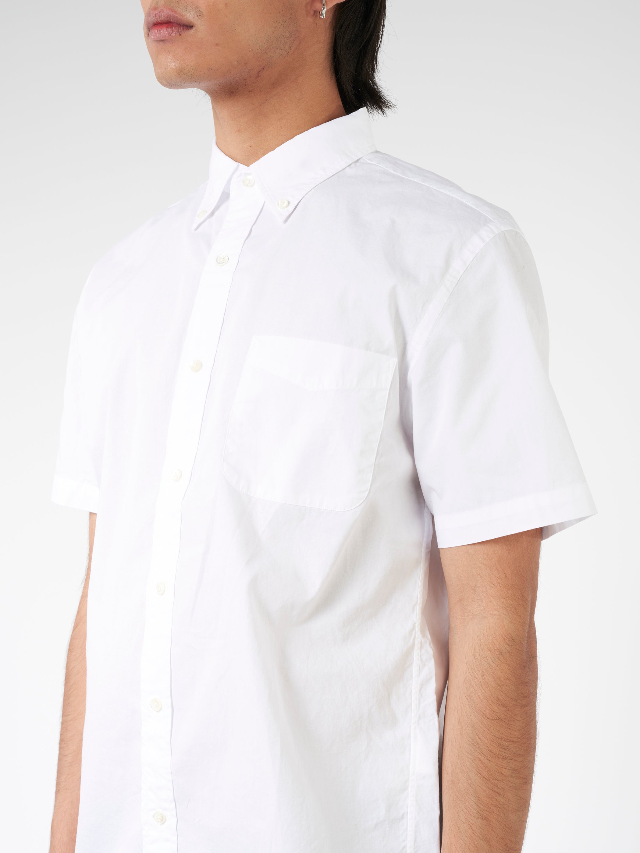 Color Broad Short Sleeve Button Down Shirt