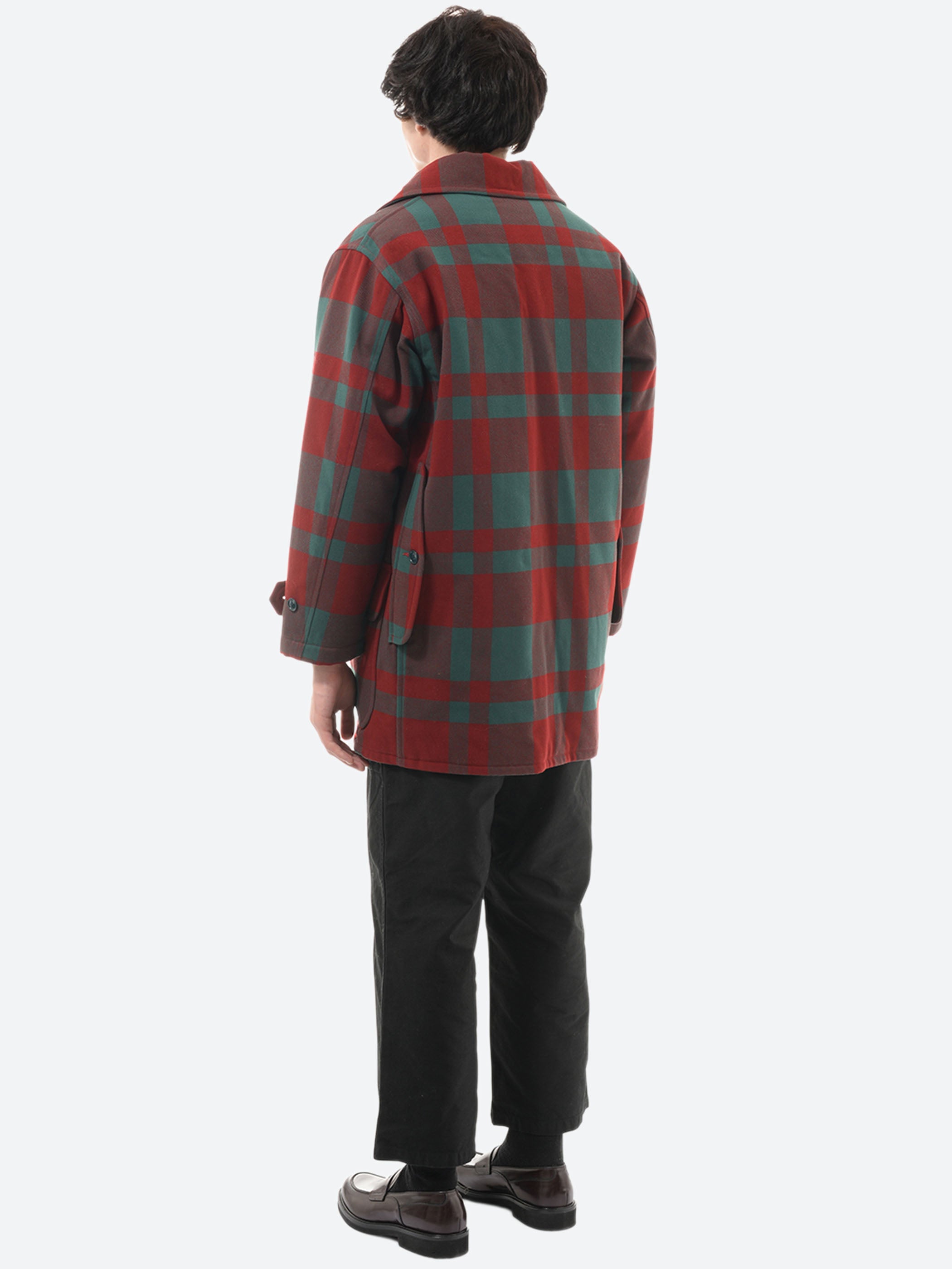 BEAMS PLUS - Mechanic Melton Hunting Coat in Red and Green Check