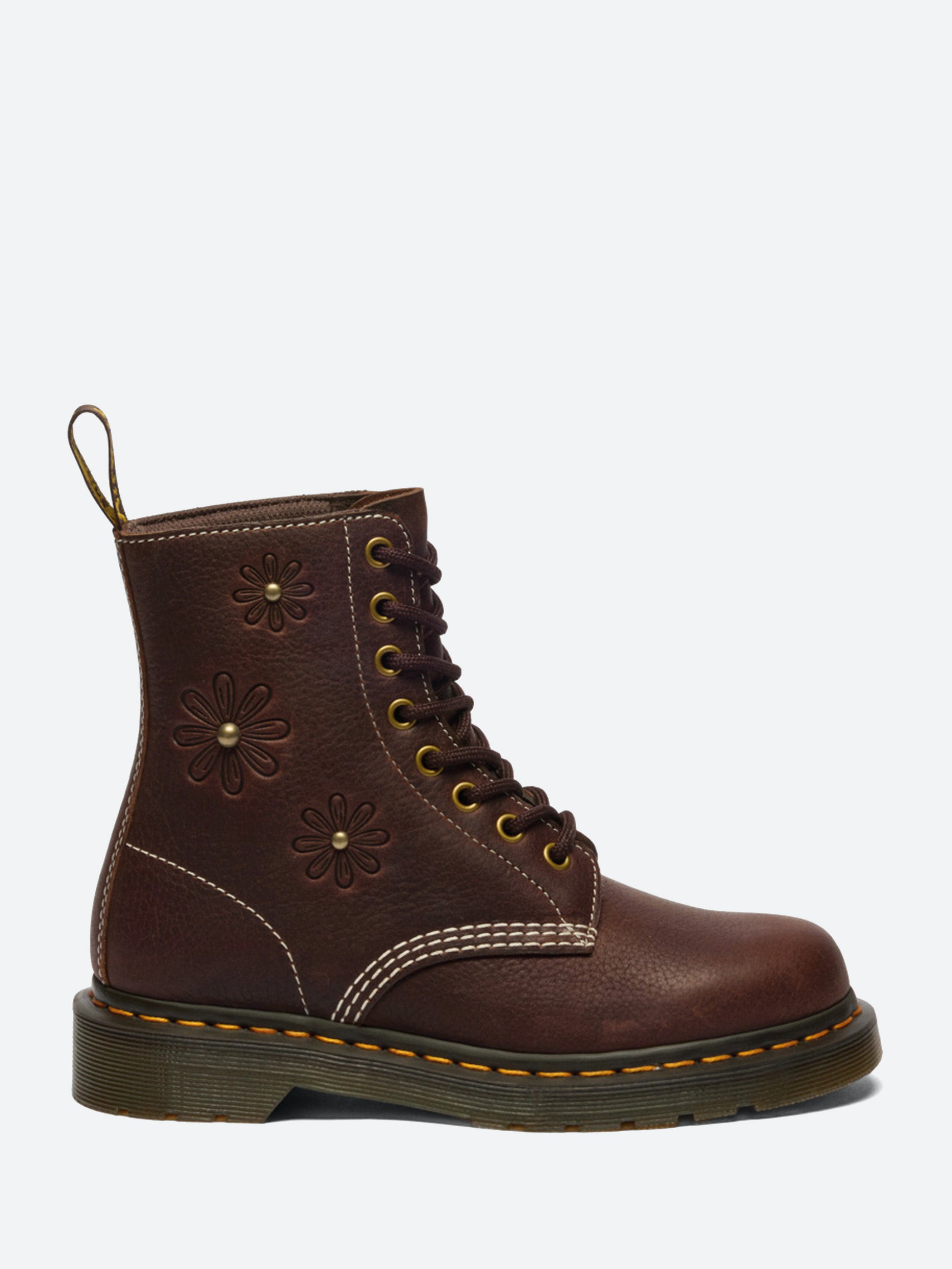 Dr. Martens - 1460 Pascal Flower in Dark Brown Grizzly Leather