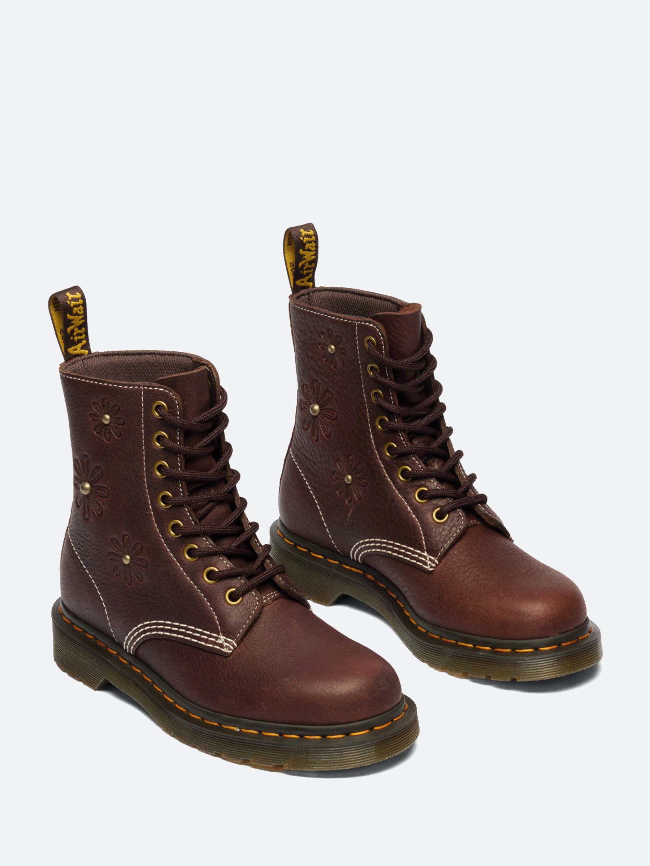 Dr. Martens - 1460 Pascal Flower in Dark Brown Grizzly Leather