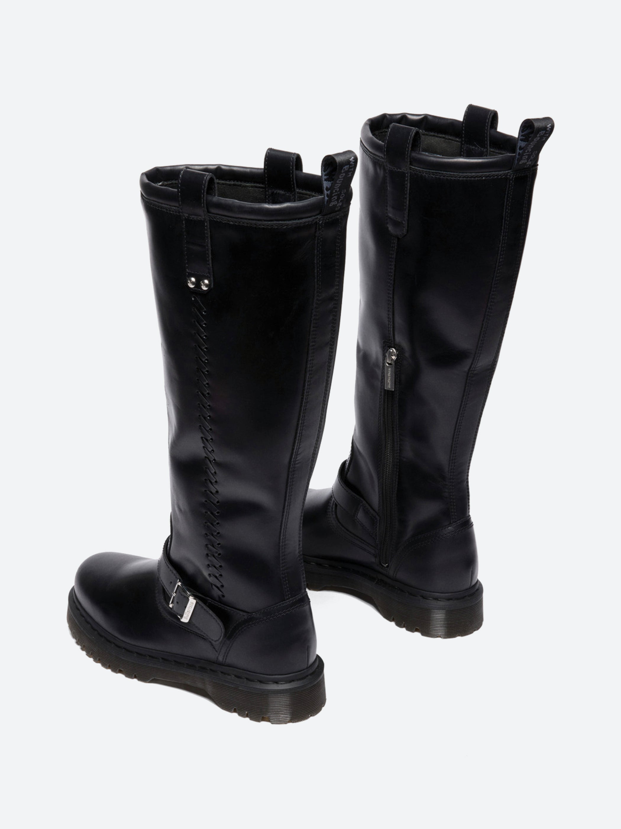 Dr. Martens - Anistone Knee High Biker Boots in Black Orleans